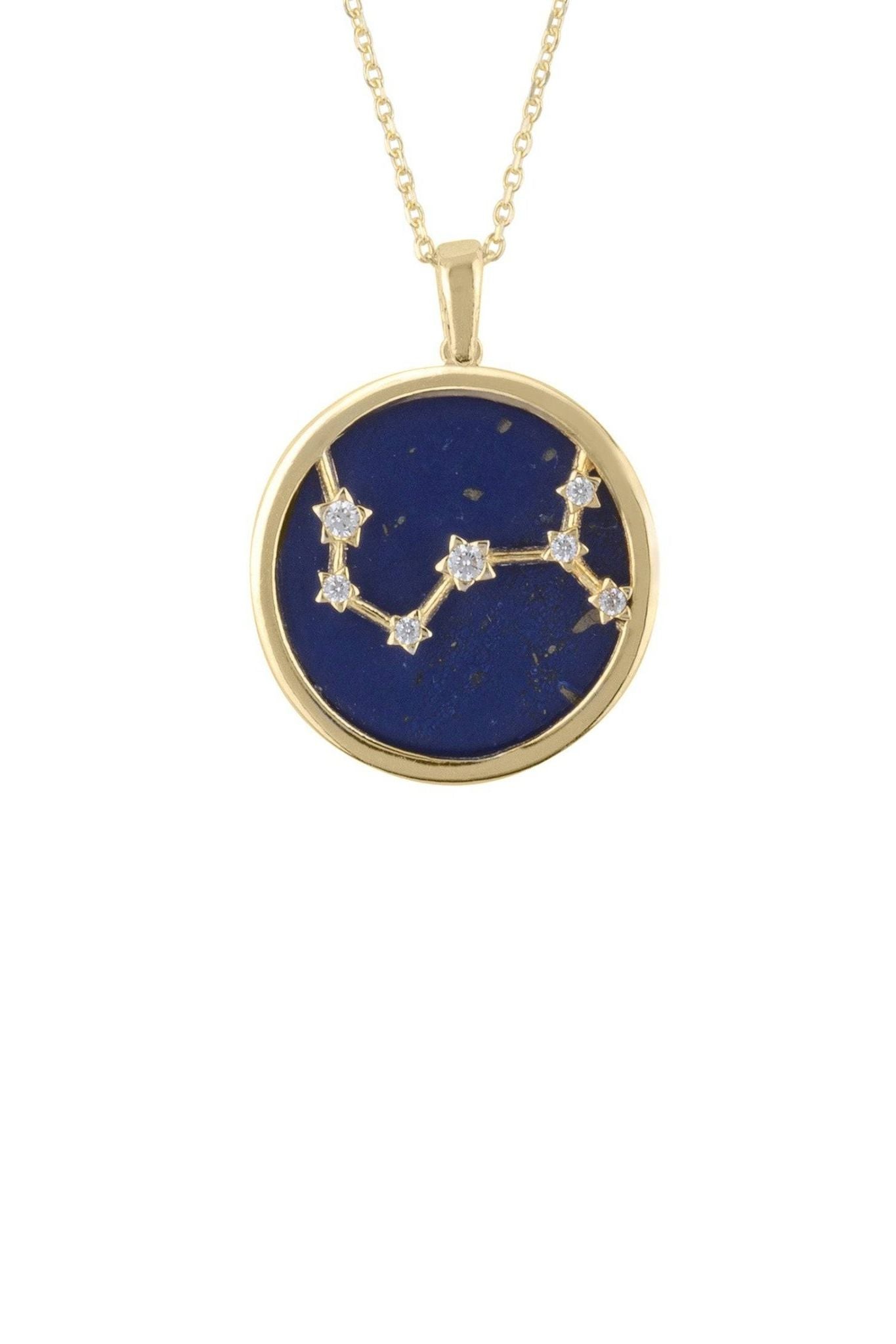 Zodiac Lapis Lazuli Gemstone Star Constellation Pendant Necklace Gold Scorpio - LATELITA Necklaces