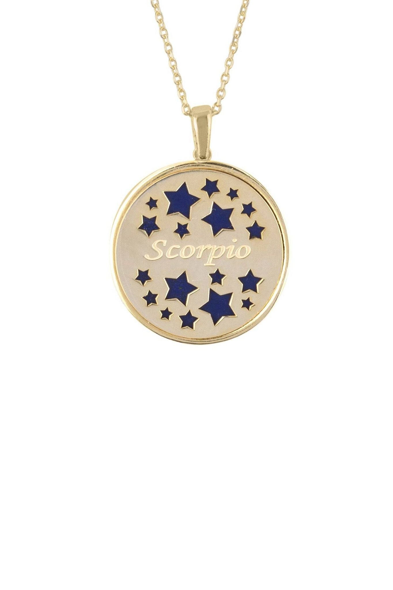 Zodiac Lapis Lazuli Gemstone Star Constellation Pendant Necklace Gold Scorpio - LATELITA Necklaces