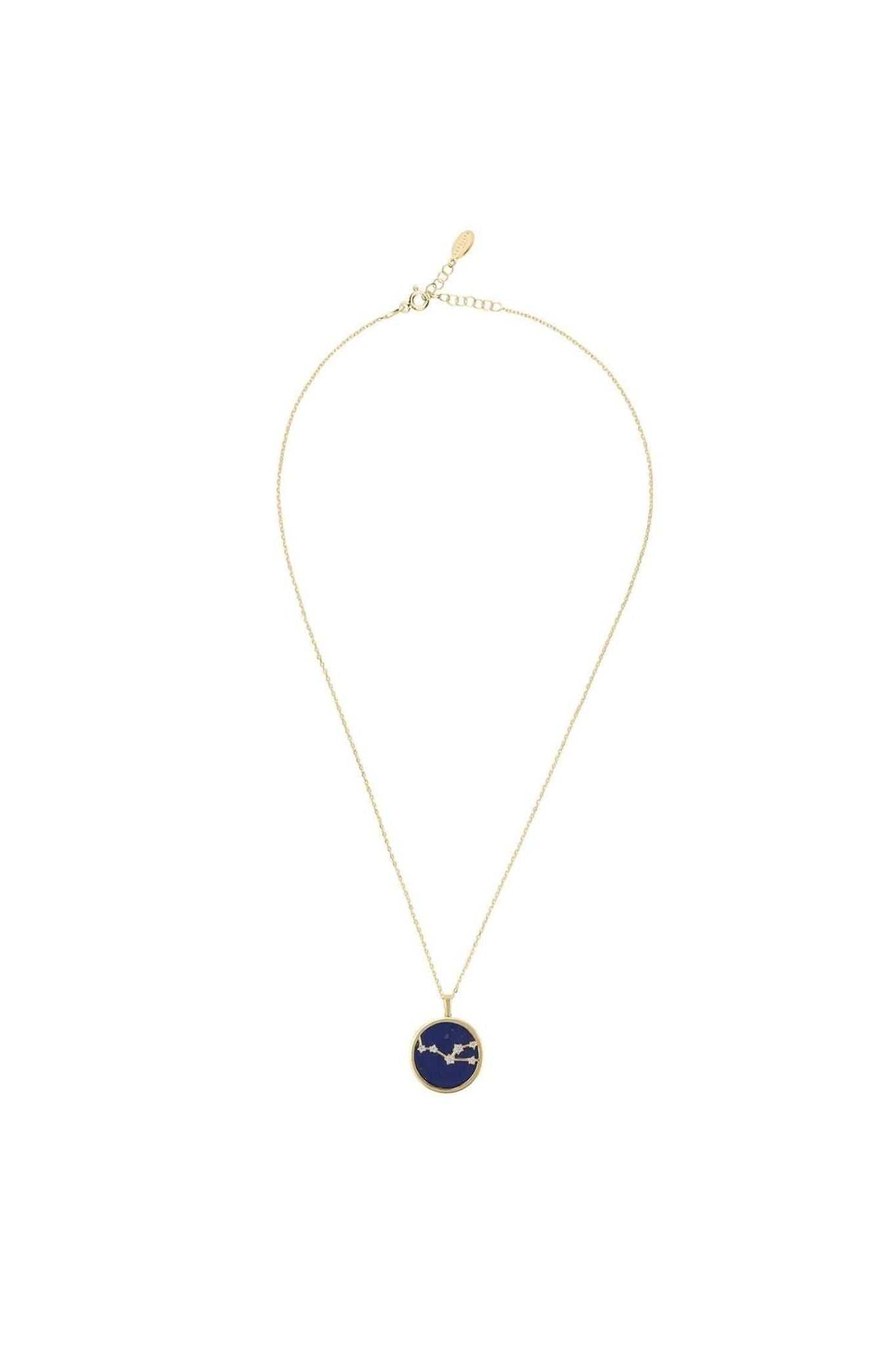 Zodiac Lapis Lazuli Gemstone Star Constellation Pendant Necklace Gold Taurus - LATELITA Necklaces