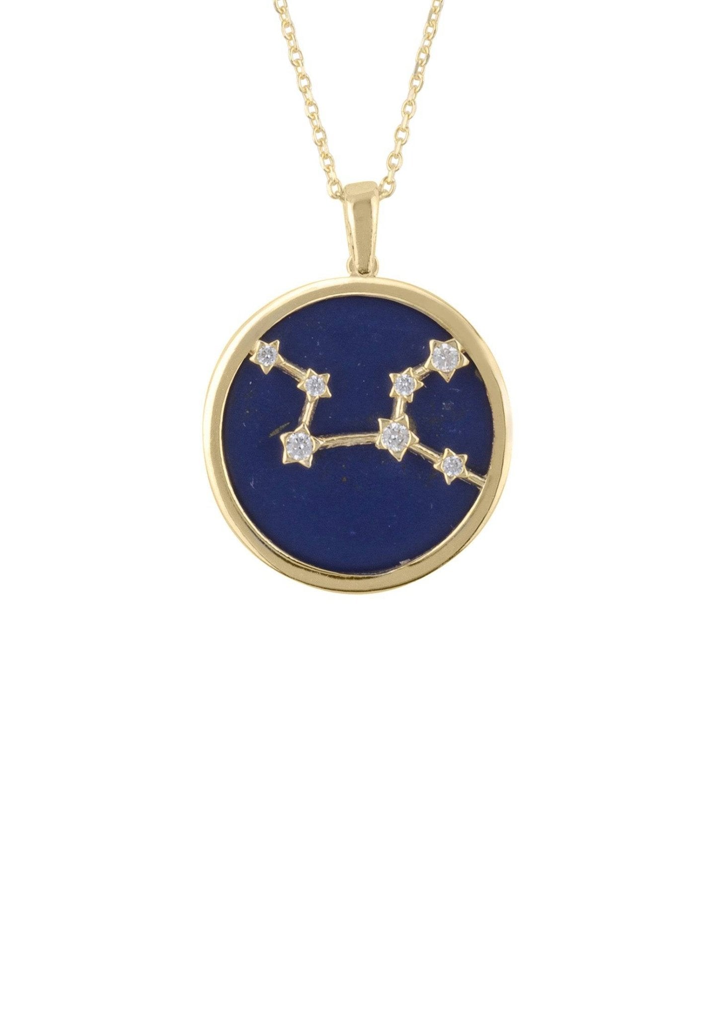 Zodiac Lapis Lazuli Gemstone Star Constellation Pendant Necklace Gold Virgo - LATELITA Necklaces