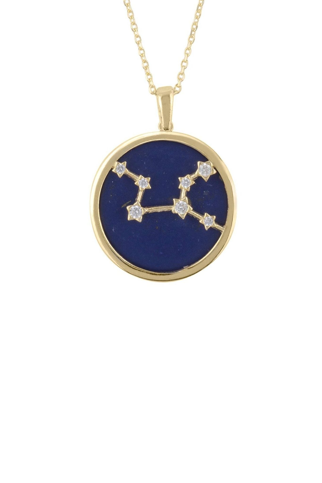 Zodiac Lapis Lazuli Gemstone Star Constellation Pendant Necklace Gold Virgo - LATELITA Necklaces
