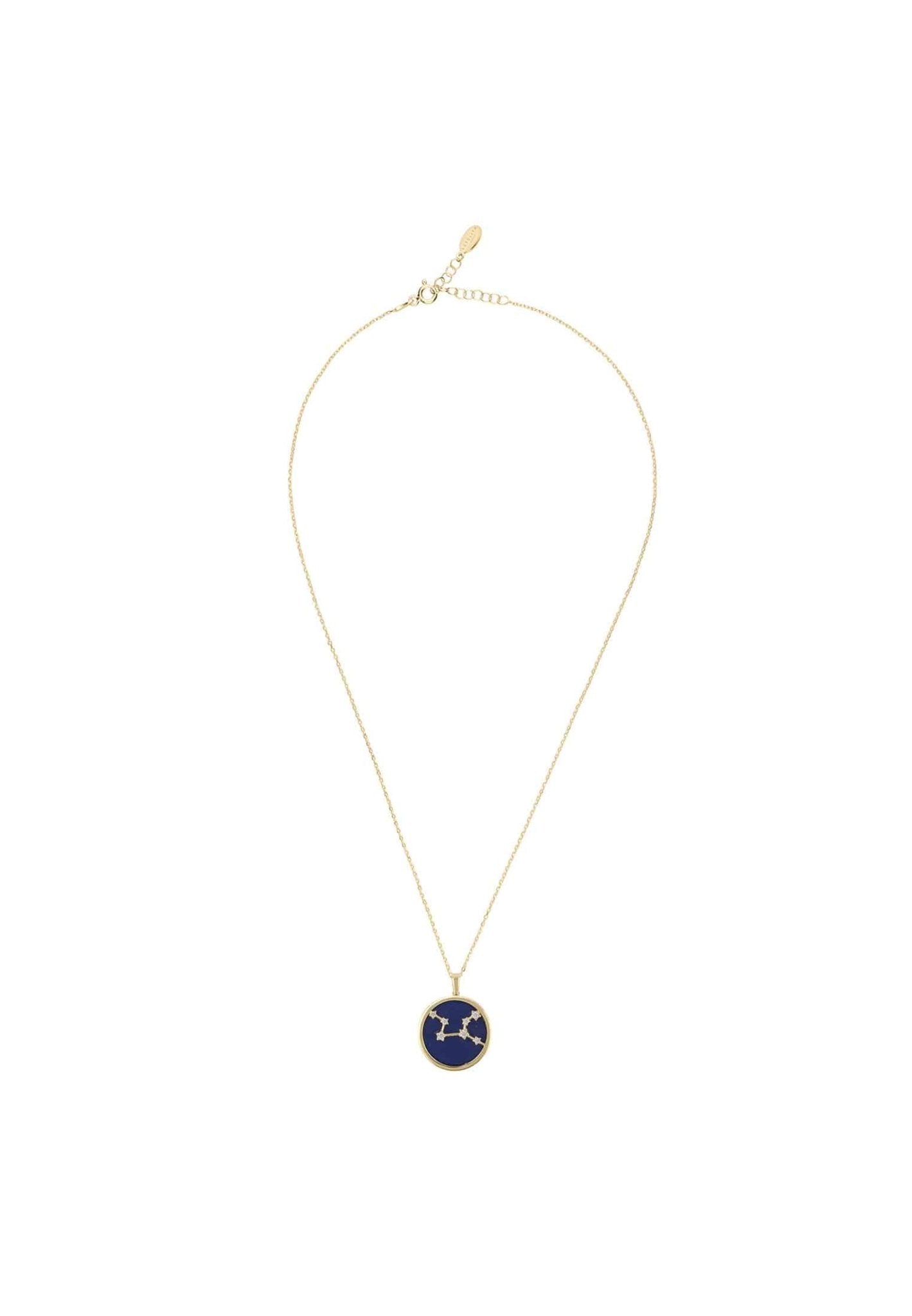 Zodiac Lapis Lazuli Gemstone Star Constellation Pendant Necklace Gold Virgo - LATELITA Necklaces