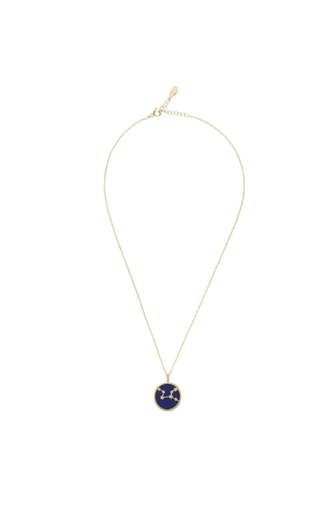 Zodiac Lapis Lazuli Gemstone Star Constellation Pendant Necklace Gold Virgo - LATELITA Necklaces