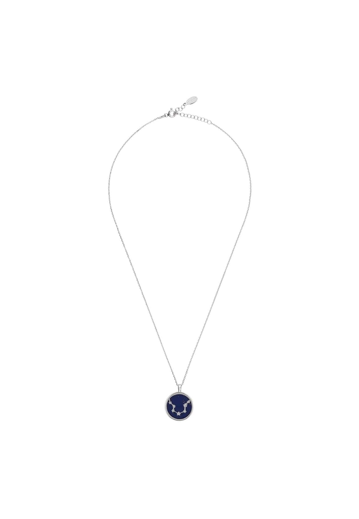 Zodiac Lapis Lazuli Gemstone Star Constellation Pendant Necklace Silver Aquarius - LATELITA Necklaces