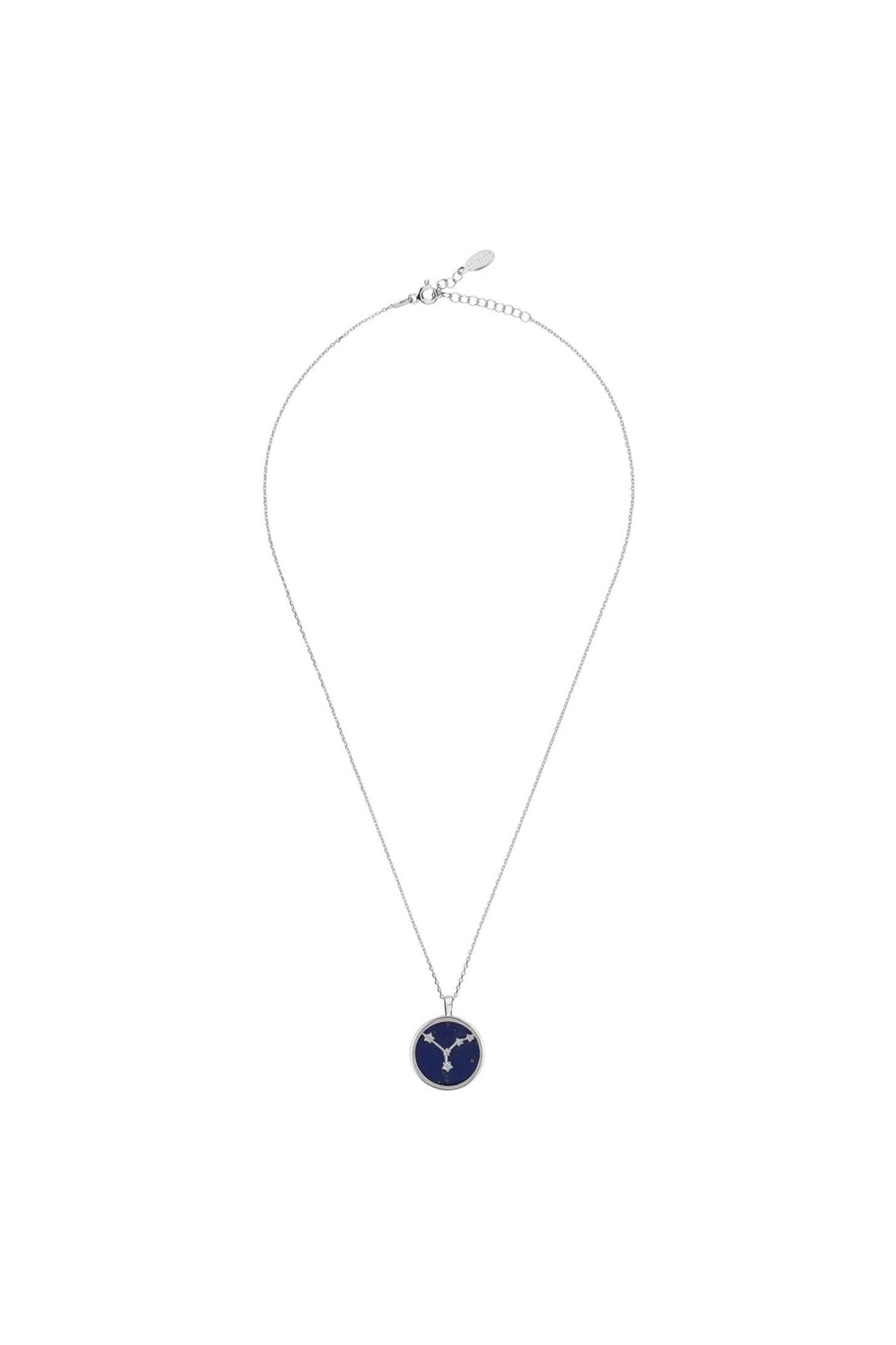 Zodiac Lapis Lazuli Gemstone Star Constellation Pendant Necklace Silver Cancer - LATELITA Necklaces