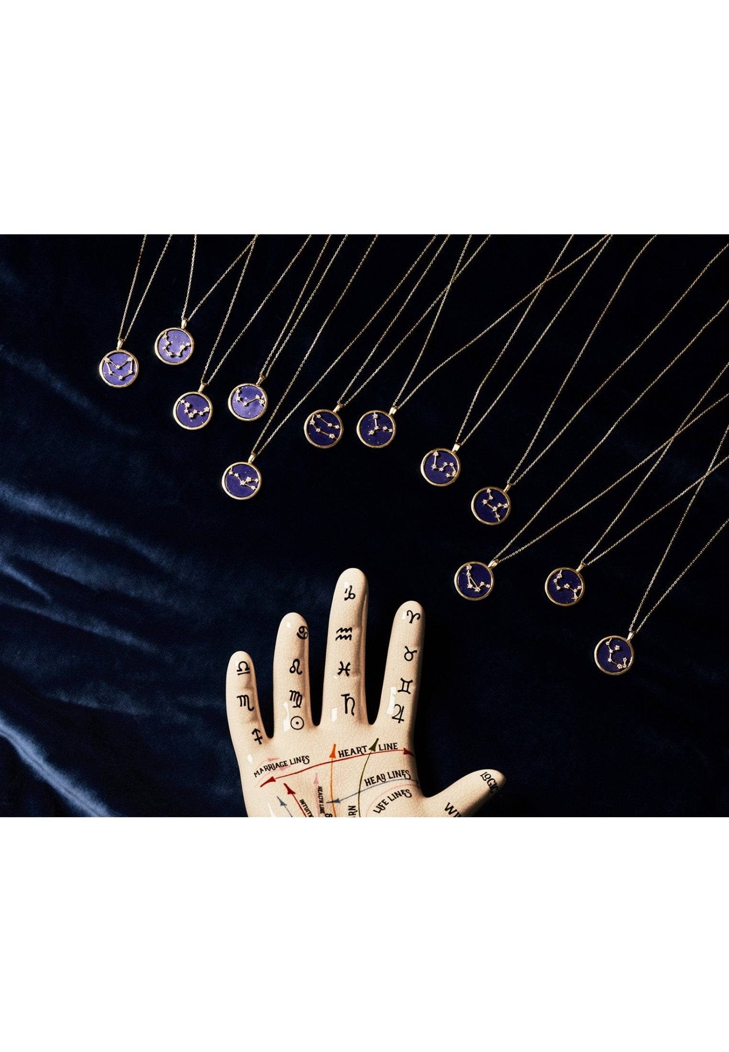 Zodiac Lapis Lazuli Gemstone Star Constellation Pendant Necklace Silver Cancer - LATELITA Necklaces