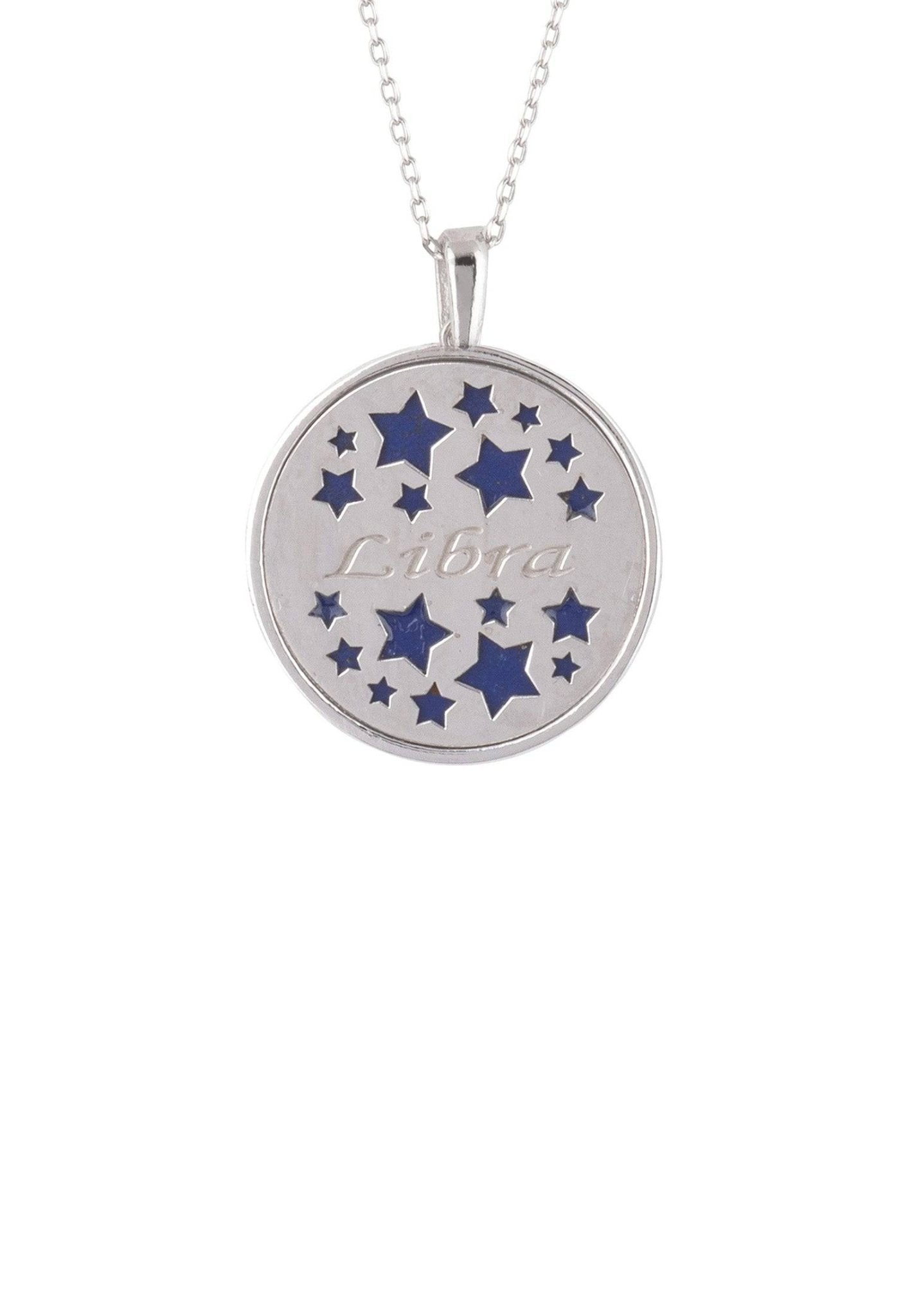 Zodiac Lapis Lazuli Gemstone Star Constellation Pendant Necklace Silver Libra - LATELITA Necklaces