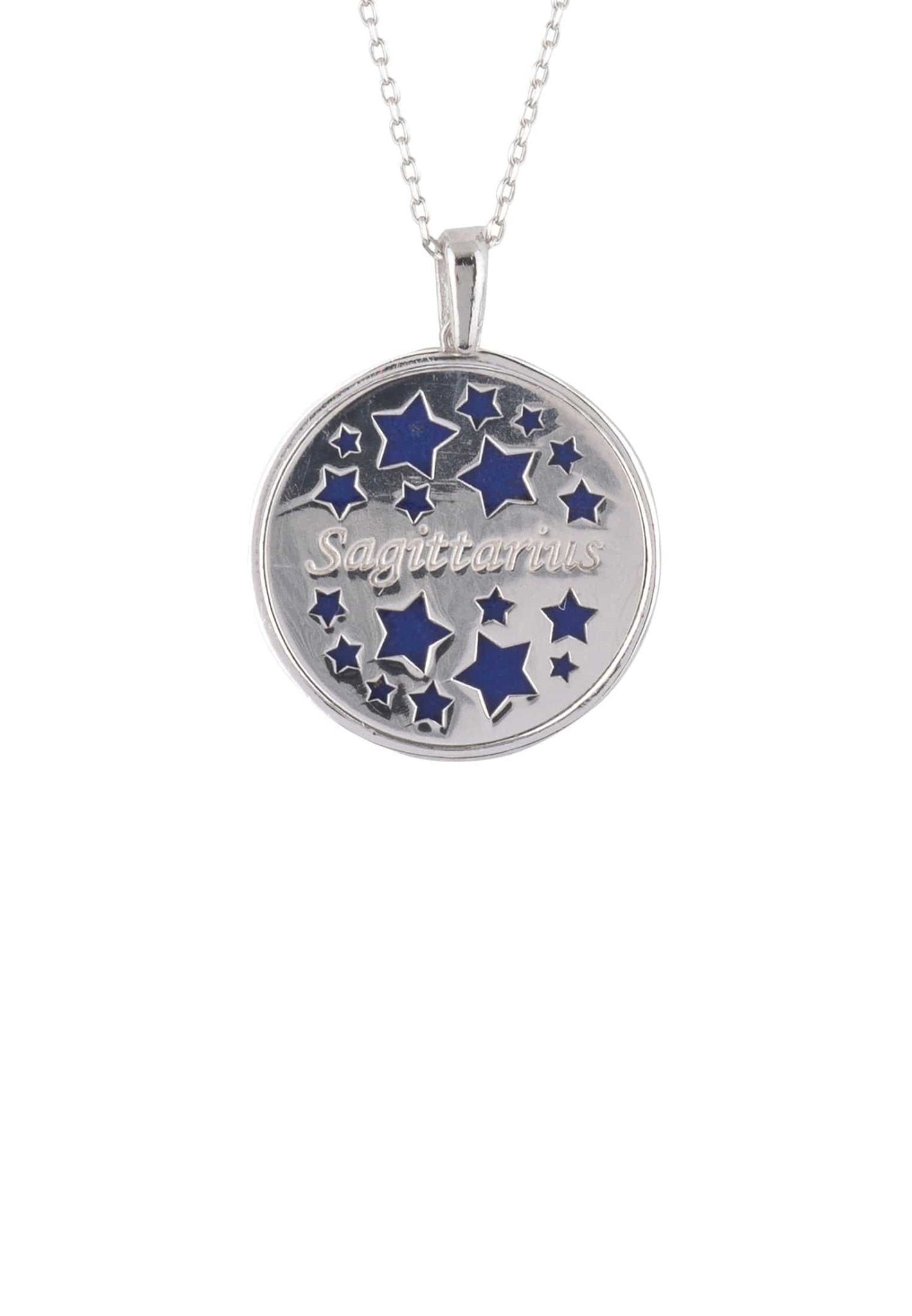 Zodiac Lapis Lazuli Gemstone Star Constellation Pendant Necklace Silver Sagittarius - LATELITA Necklaces