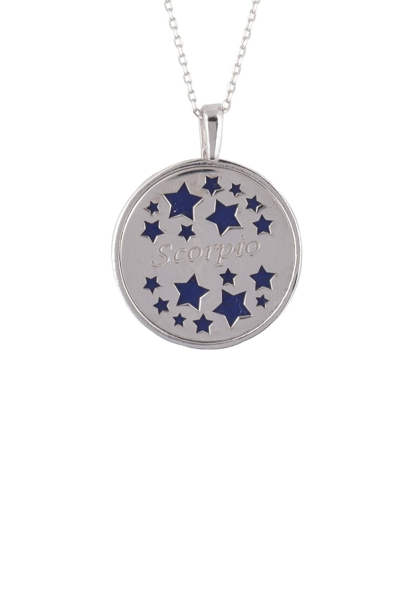 Zodiac Lapis Lazuli Gemstone Star Constellation Pendant Necklace Silver Scorpio - LATELITA Necklaces
