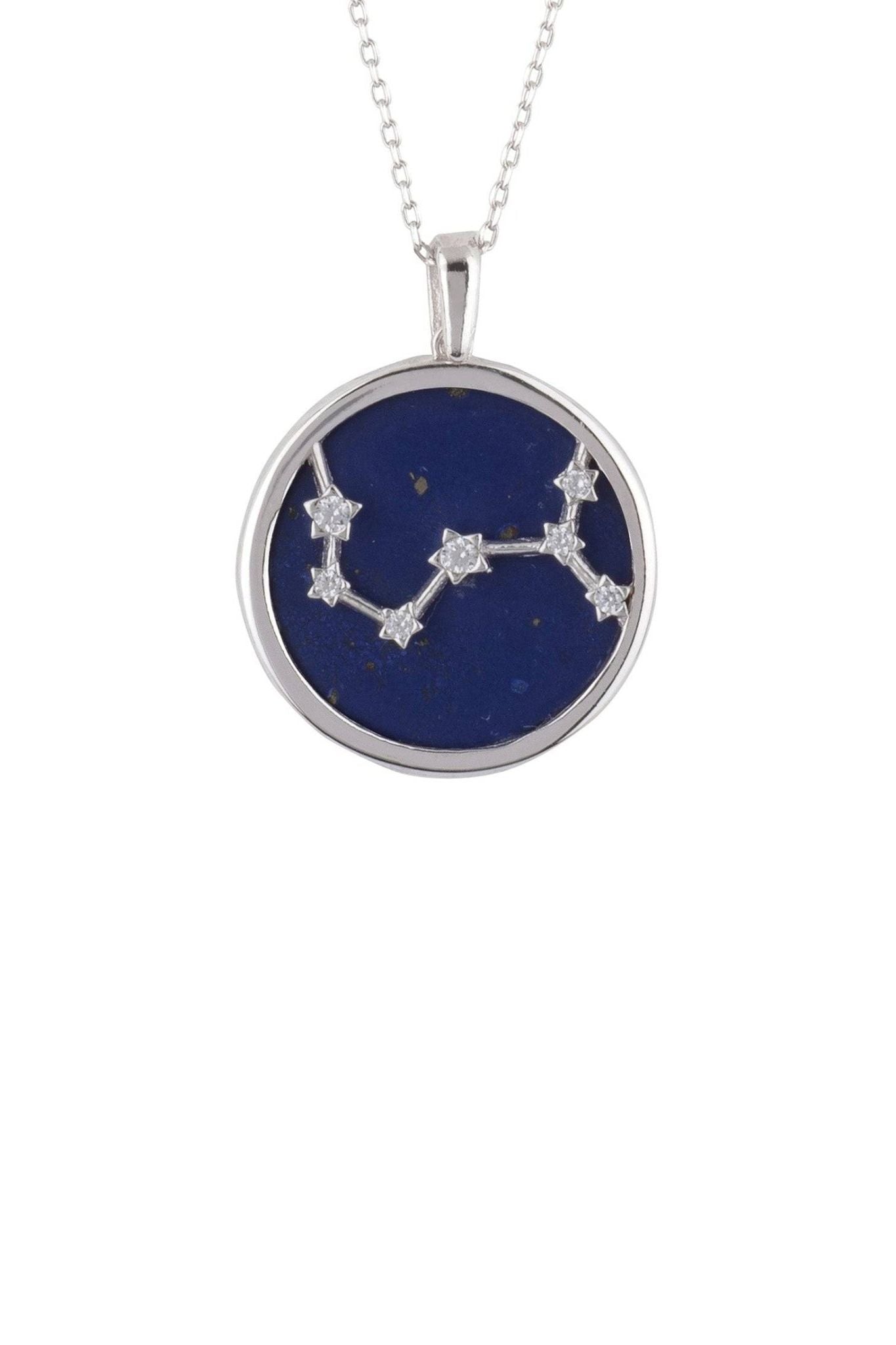 Zodiac Lapis Lazuli Gemstone Star Constellation Pendant Necklace Silver Scorpio - LATELITA Necklaces