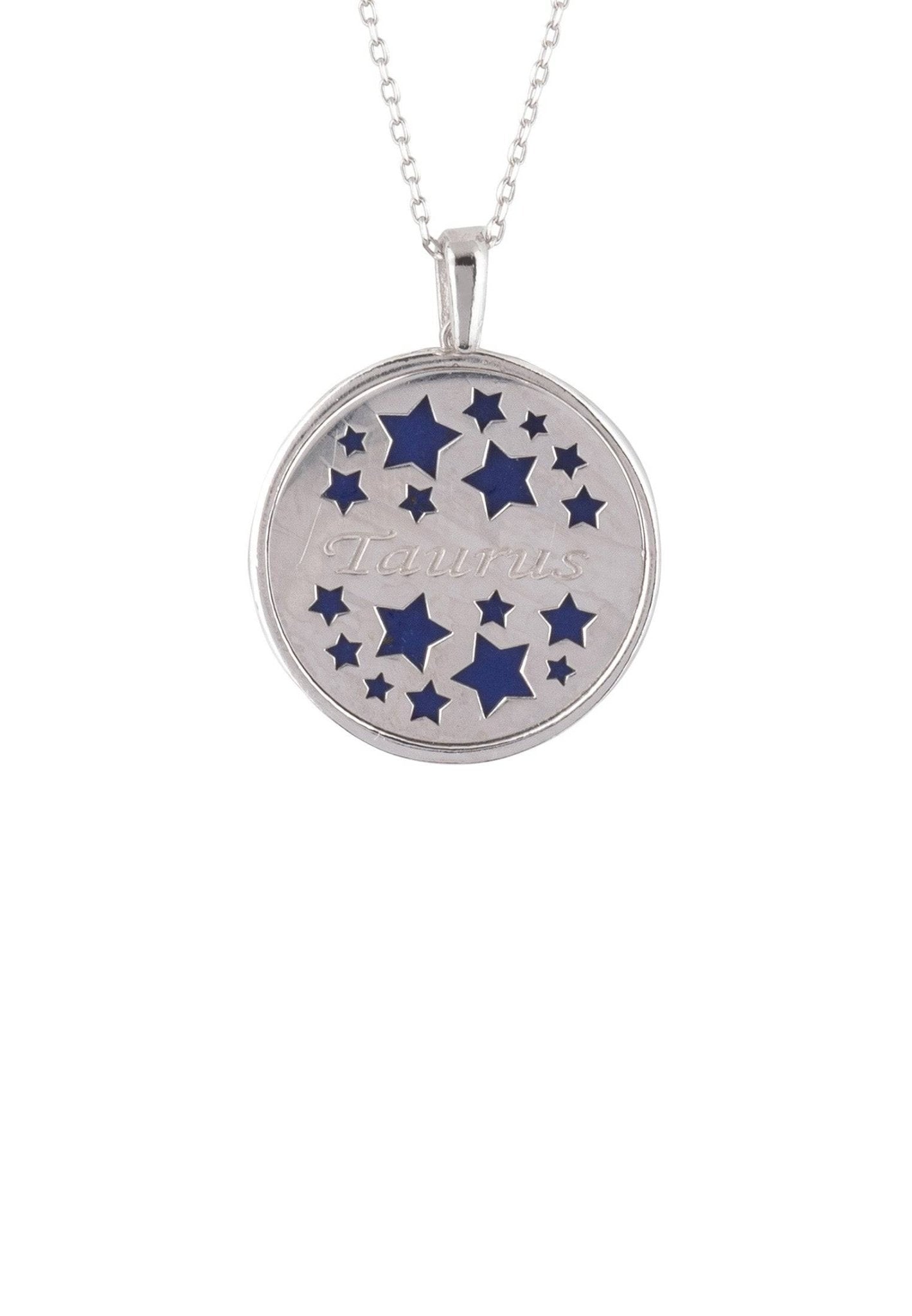 Zodiac Lapis Lazuli Gemstone Star Constellation Pendant Necklace Silver Taurus - LATELITA Necklaces