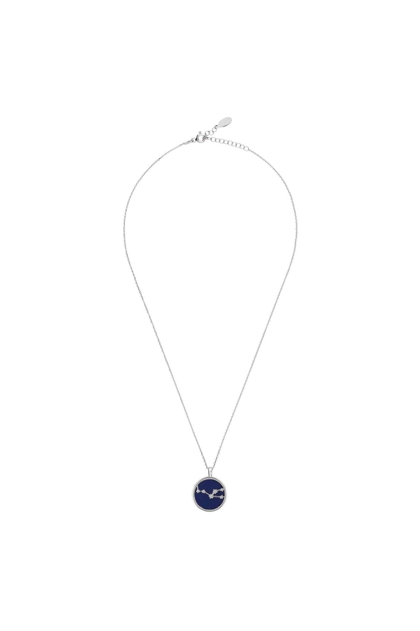 Zodiac Lapis Lazuli Gemstone Star Constellation Pendant Necklace Silver Taurus - LATELITA Necklaces