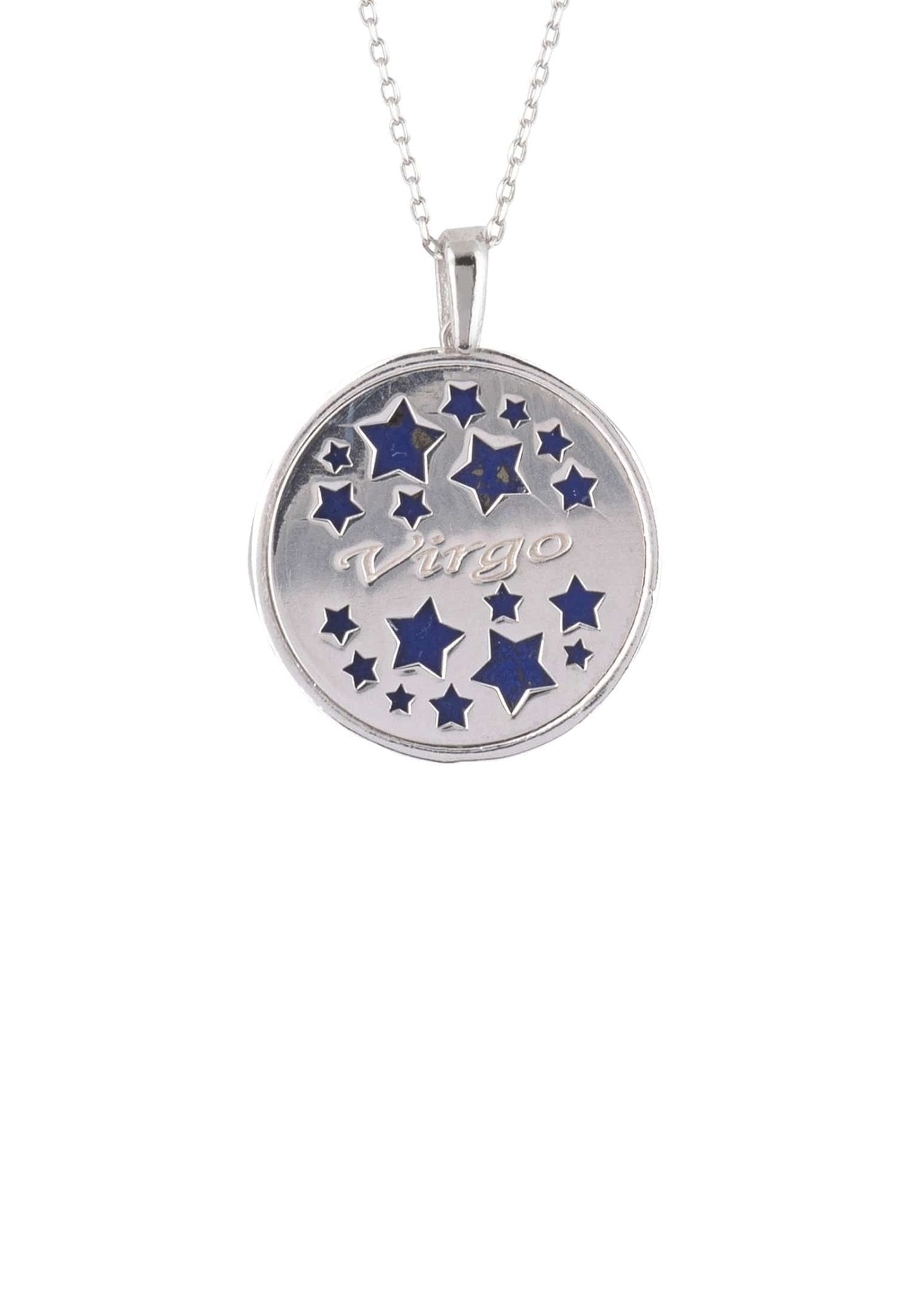 Zodiac Lapis Lazuli Gemstone Star Constellation Pendant Necklace Silver Virgo - LATELITA Necklaces