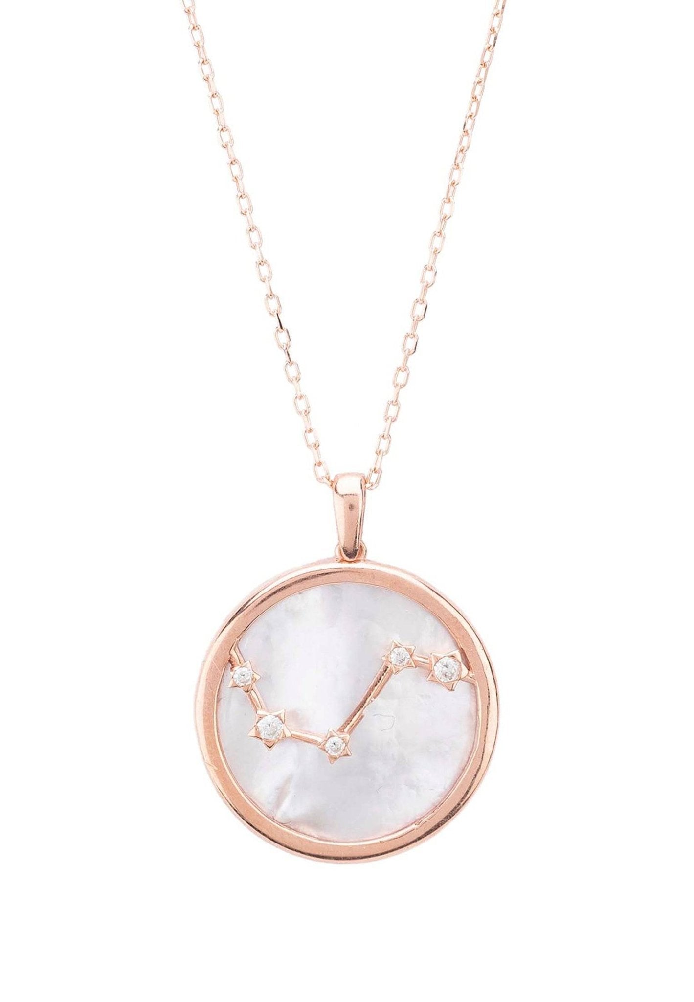 Zodiac Mother Of Pearl Gemstone Star Constellation Pendant Necklace Aries - LATELITA Necklaces