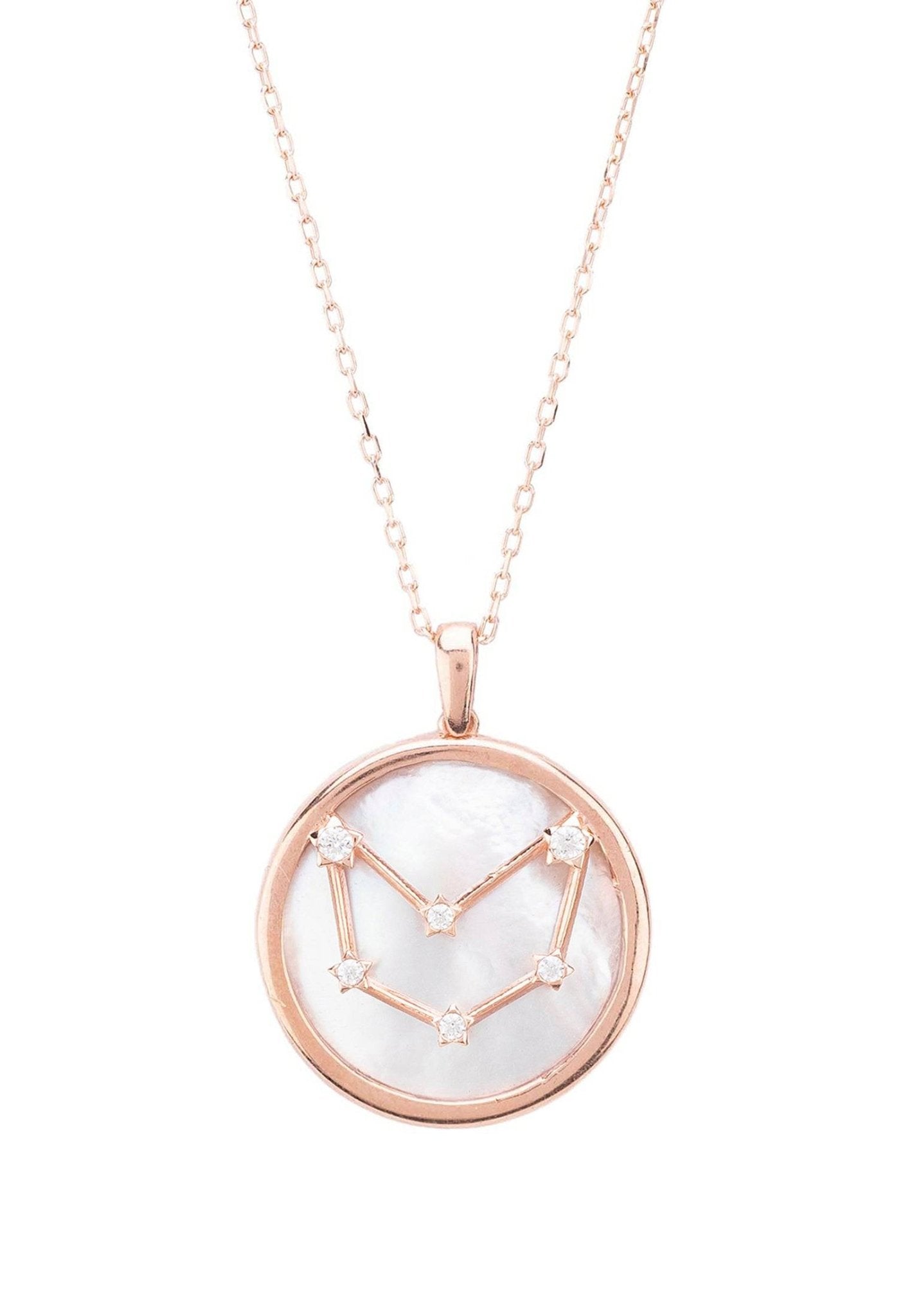 Zodiac Mother Of Pearl Gemstone Star Constellation Pendant Necklace Capricorn - LATELITA Necklaces