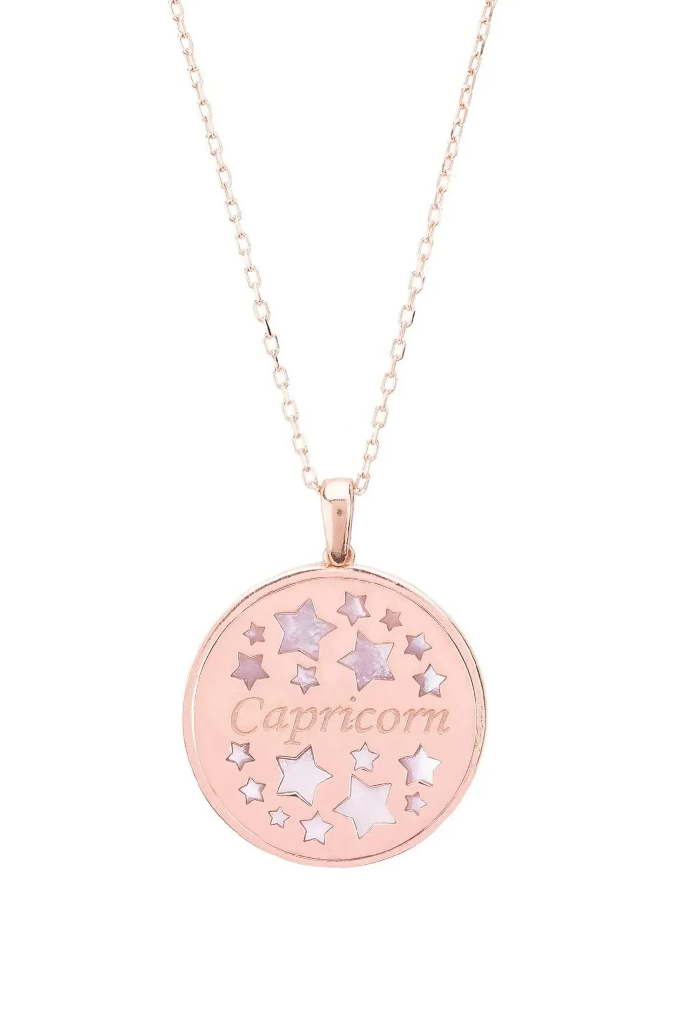 Zodiac Mother Of Pearl Gemstone Star Constellation Pendant Necklace Capricorn - LATELITA Necklaces