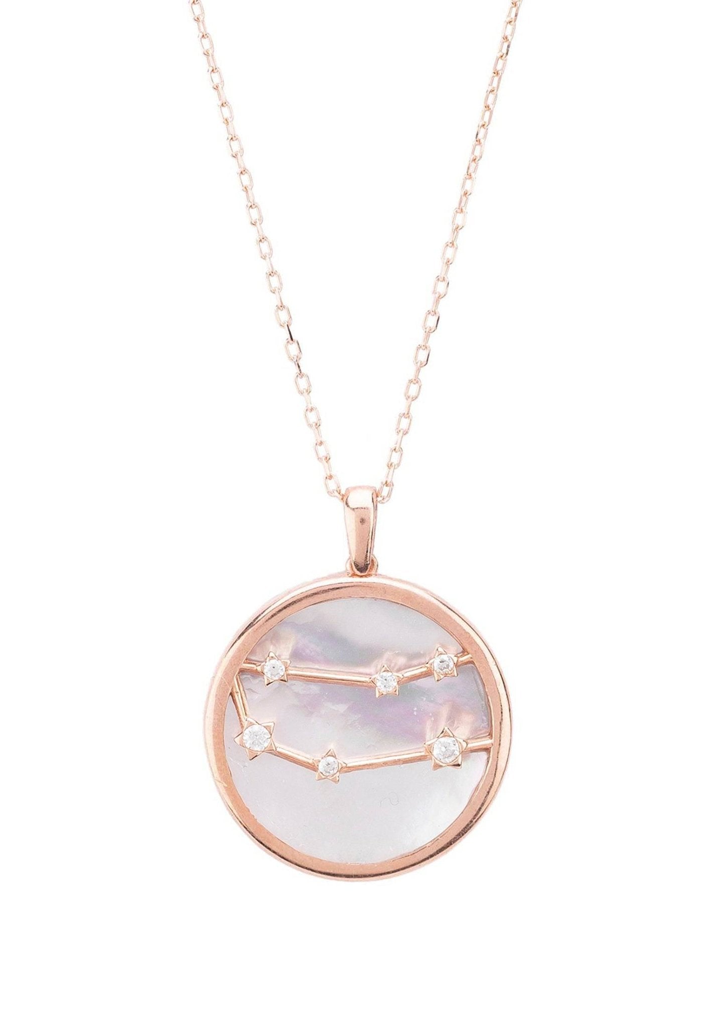 Zodiac Mother Of Pearl Gemstone Star Constellation Pendant Necklace Gemini - LATELITA Necklaces