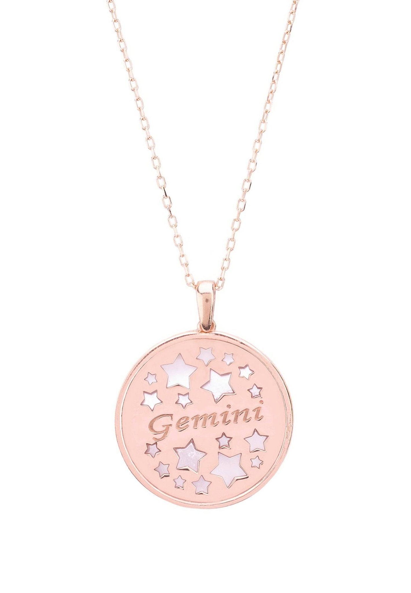Zodiac Mother Of Pearl Gemstone Star Constellation Pendant Necklace Gemini - LATELITA Necklaces
