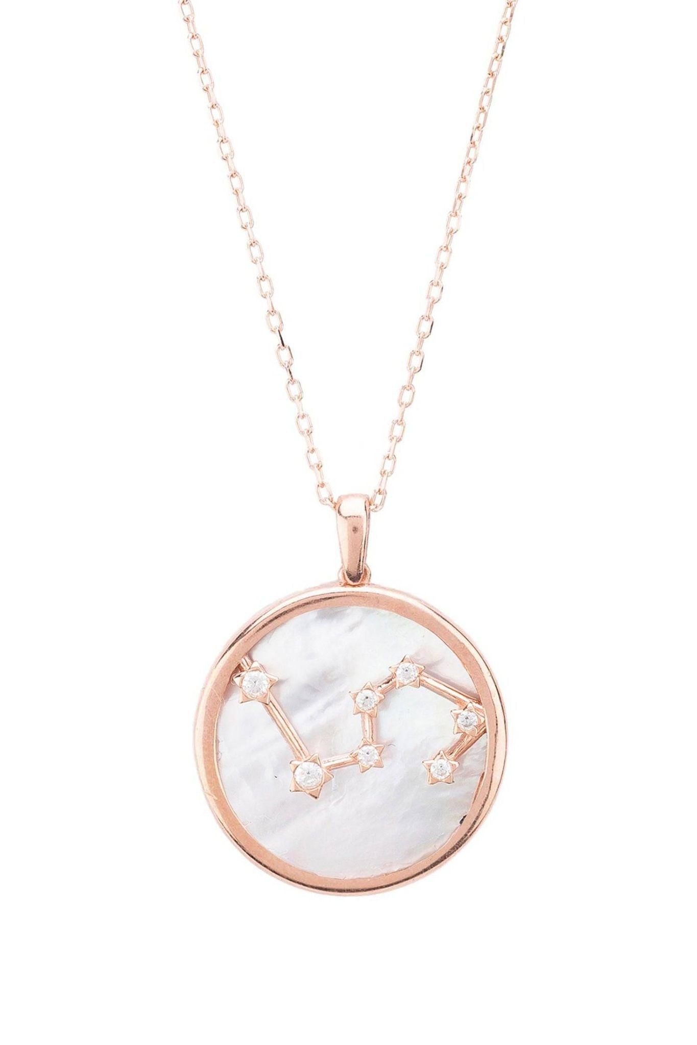 Zodiac Mother Of Pearl Gemstone Star Constellation Pendant Necklace Leo - LATELITA Necklaces