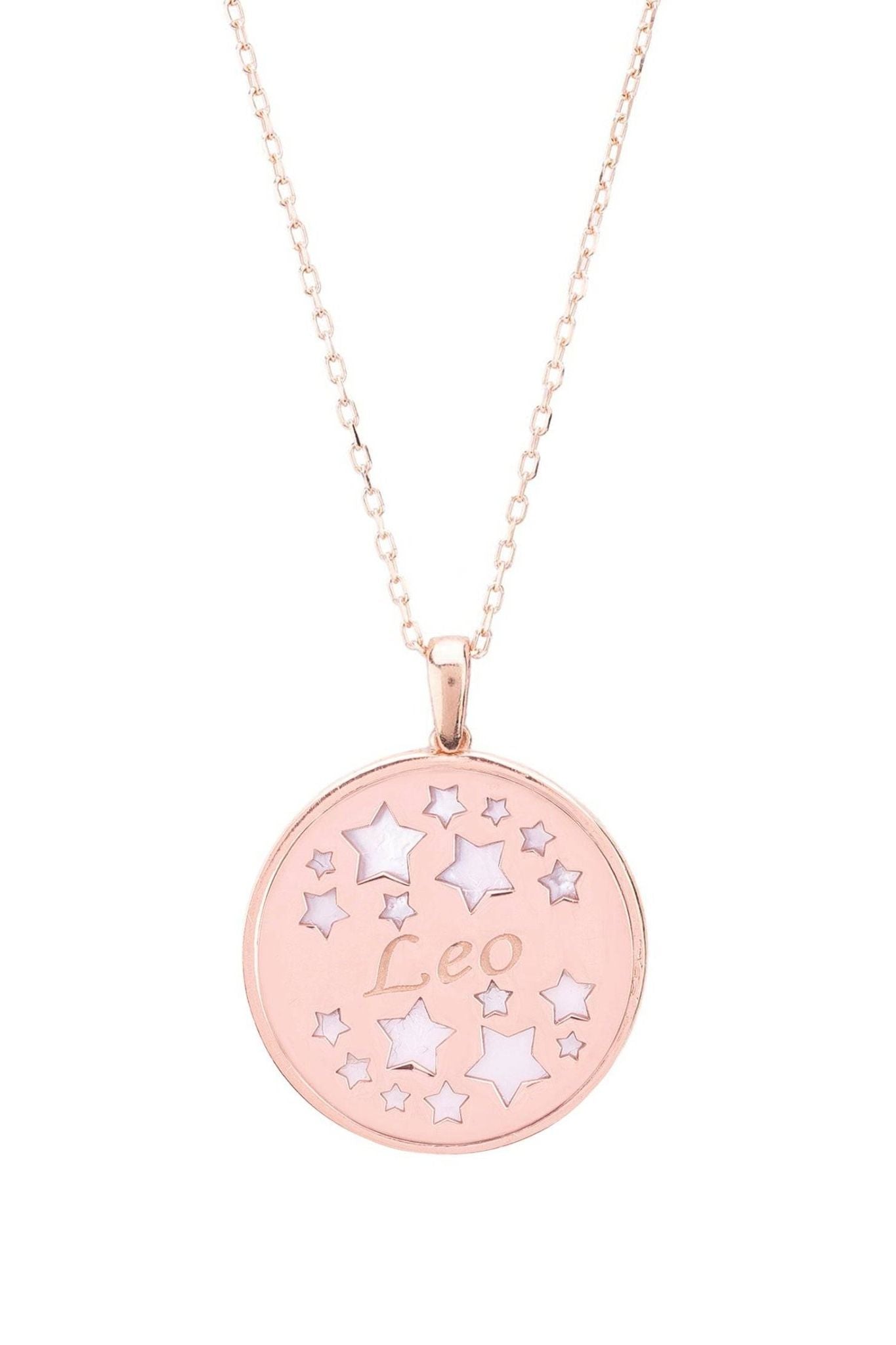 Zodiac Mother Of Pearl Gemstone Star Constellation Pendant Necklace Leo - LATELITA Necklaces