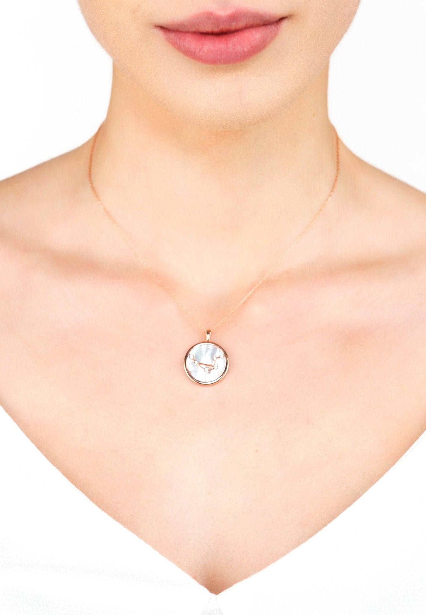 Zodiac Mother Of Pearl Gemstone Star Constellation Pendant Necklace Libra - LATELITA Necklaces