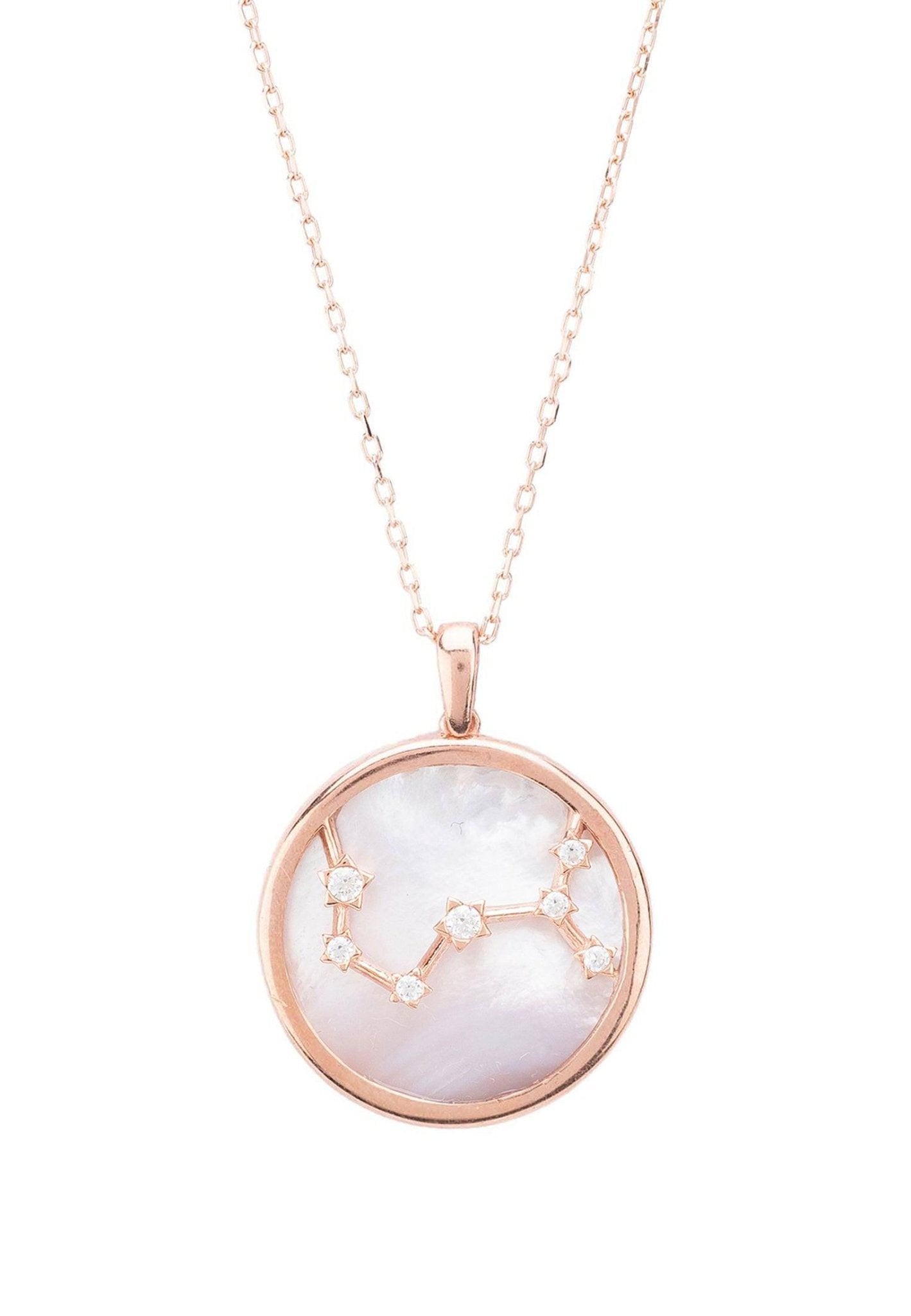 Zodiac Mother Of Pearl Gemstone Star Constellation Pendant Necklace Scorpio - LATELITA Necklaces