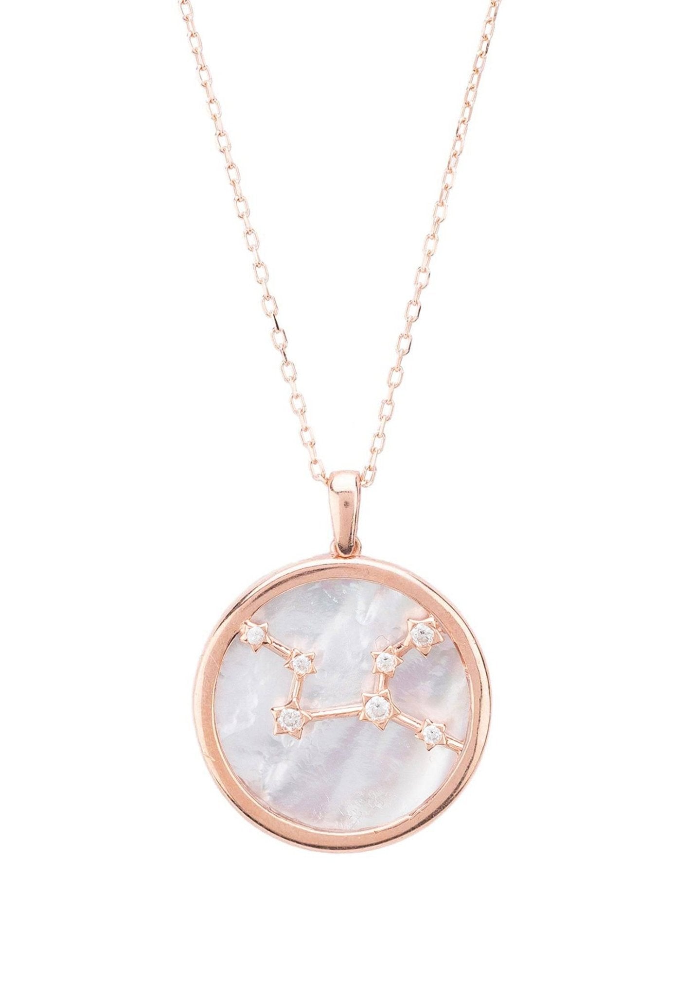 Zodiac Mother Of Pearl Gemstone Star Constellation Pendant Necklace Virgo - LATELITA Necklaces