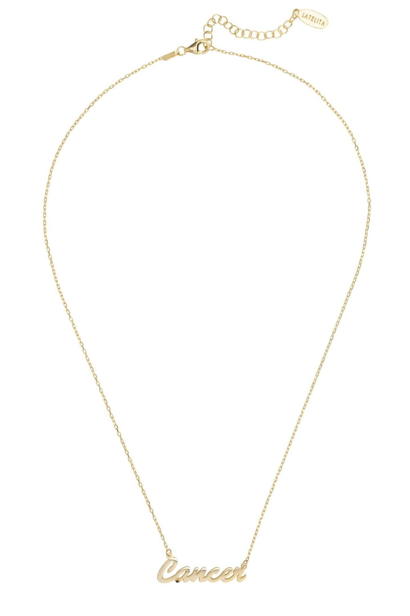 Zodiac Star Sign Name Necklace Gold Cancer - LATELITA Necklaces