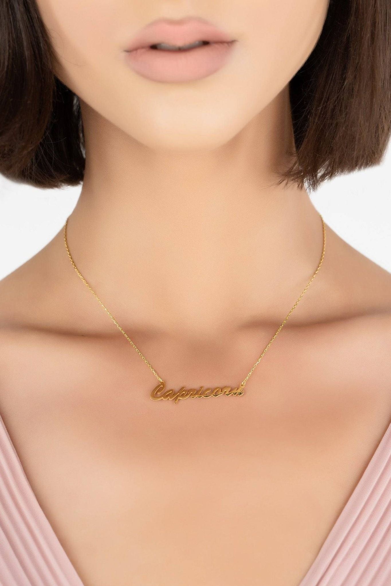Zodiac Star Sign Name Necklace Gold Capricorn - LATELITA Necklaces