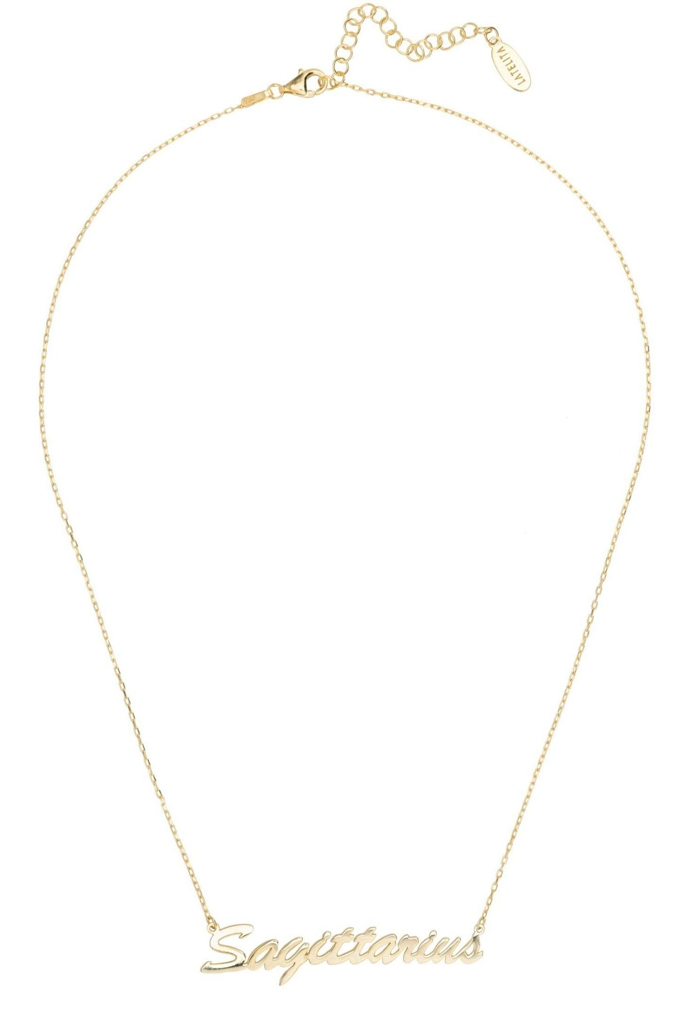 Zodiac Star Sign Name Necklace Gold Sagittarius - LATELITA Necklaces