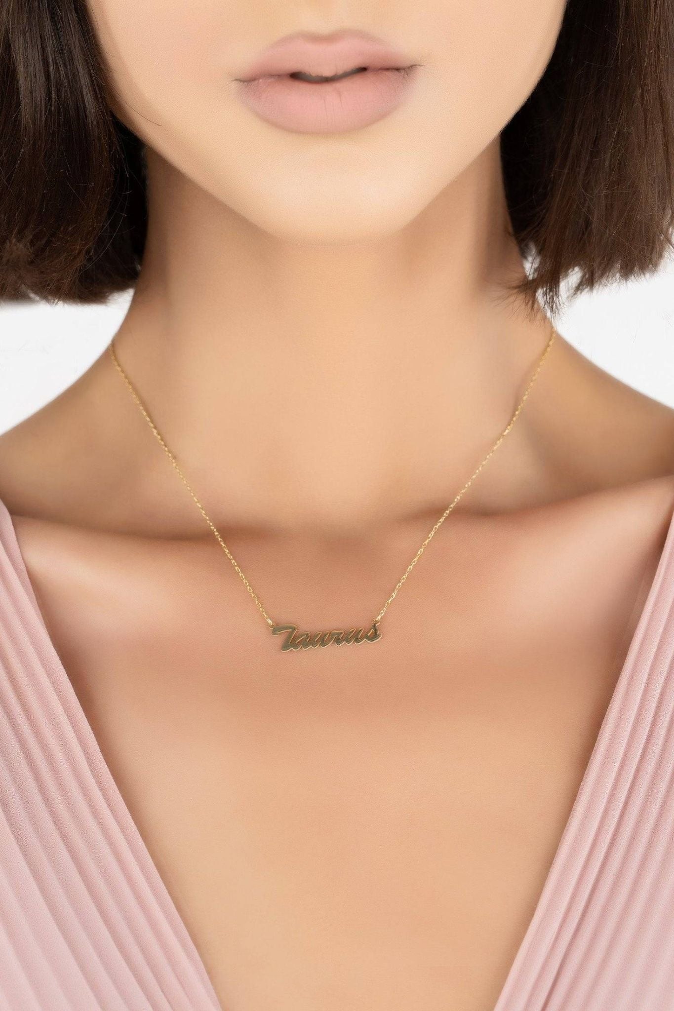 Zodiac Star Sign Name Necklace Gold Taurus - LATELITA Necklaces