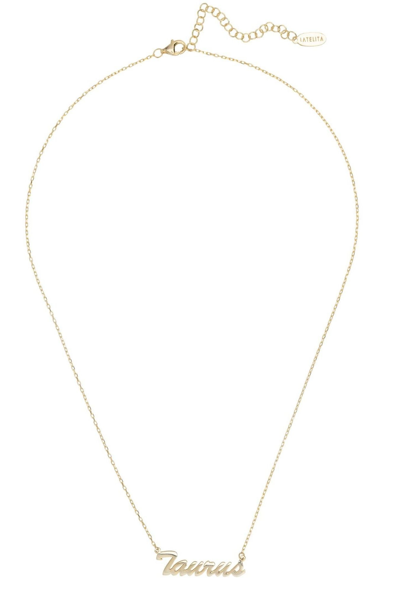 Zodiac Star Sign Name Necklace Gold Taurus - LATELITA Necklaces