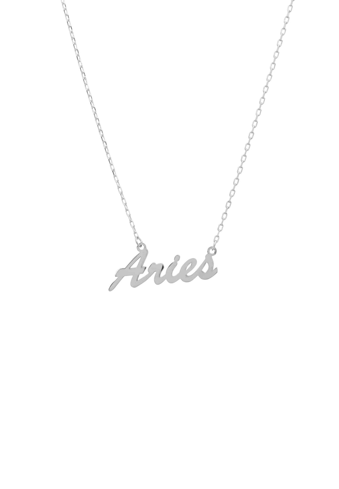 Zodiac Star Sign Name Necklace Silver Aries - LATELITA Necklaces