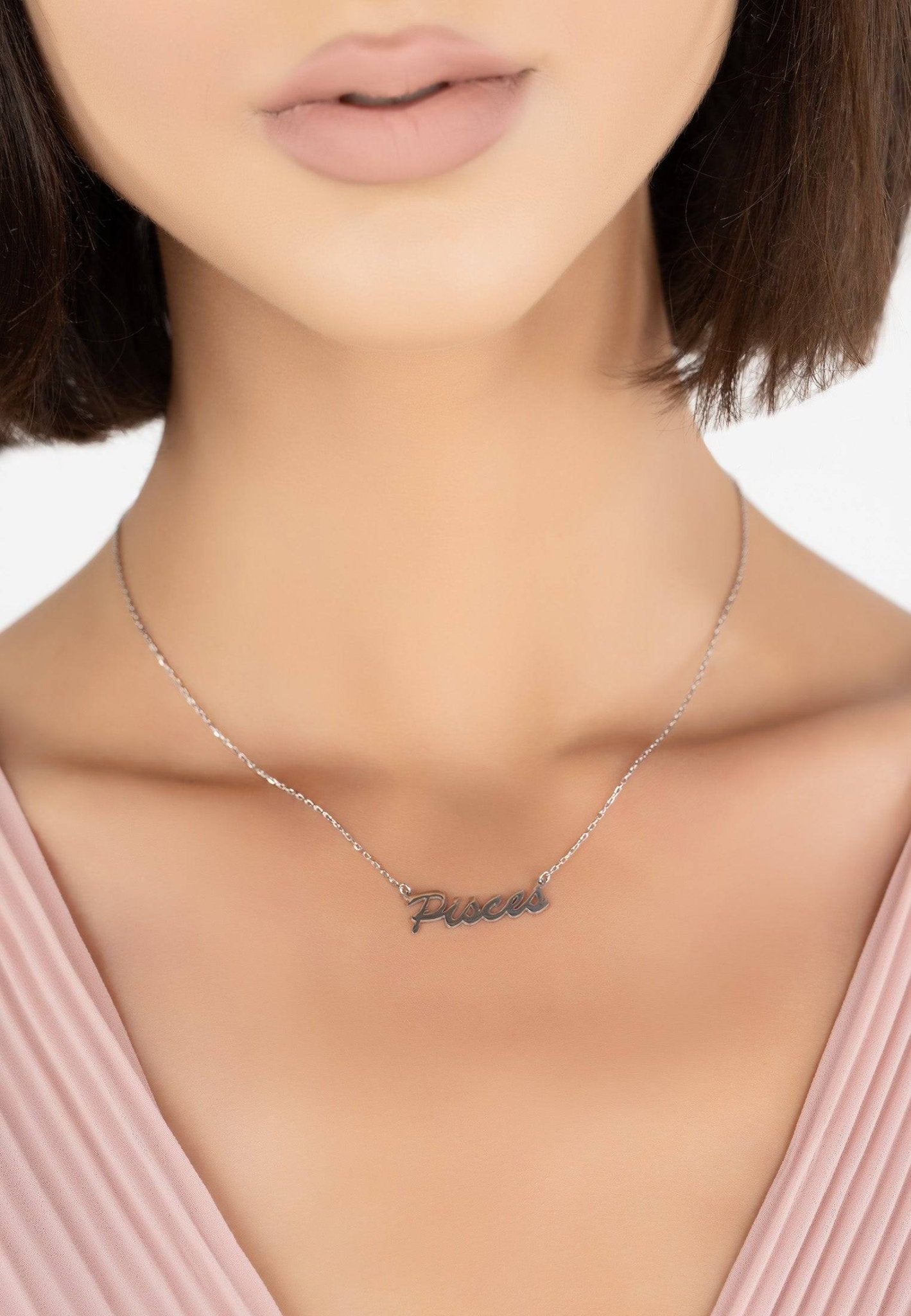 Zodiac Star Sign Name Necklace Silver Pisces - LATELITA Necklaces