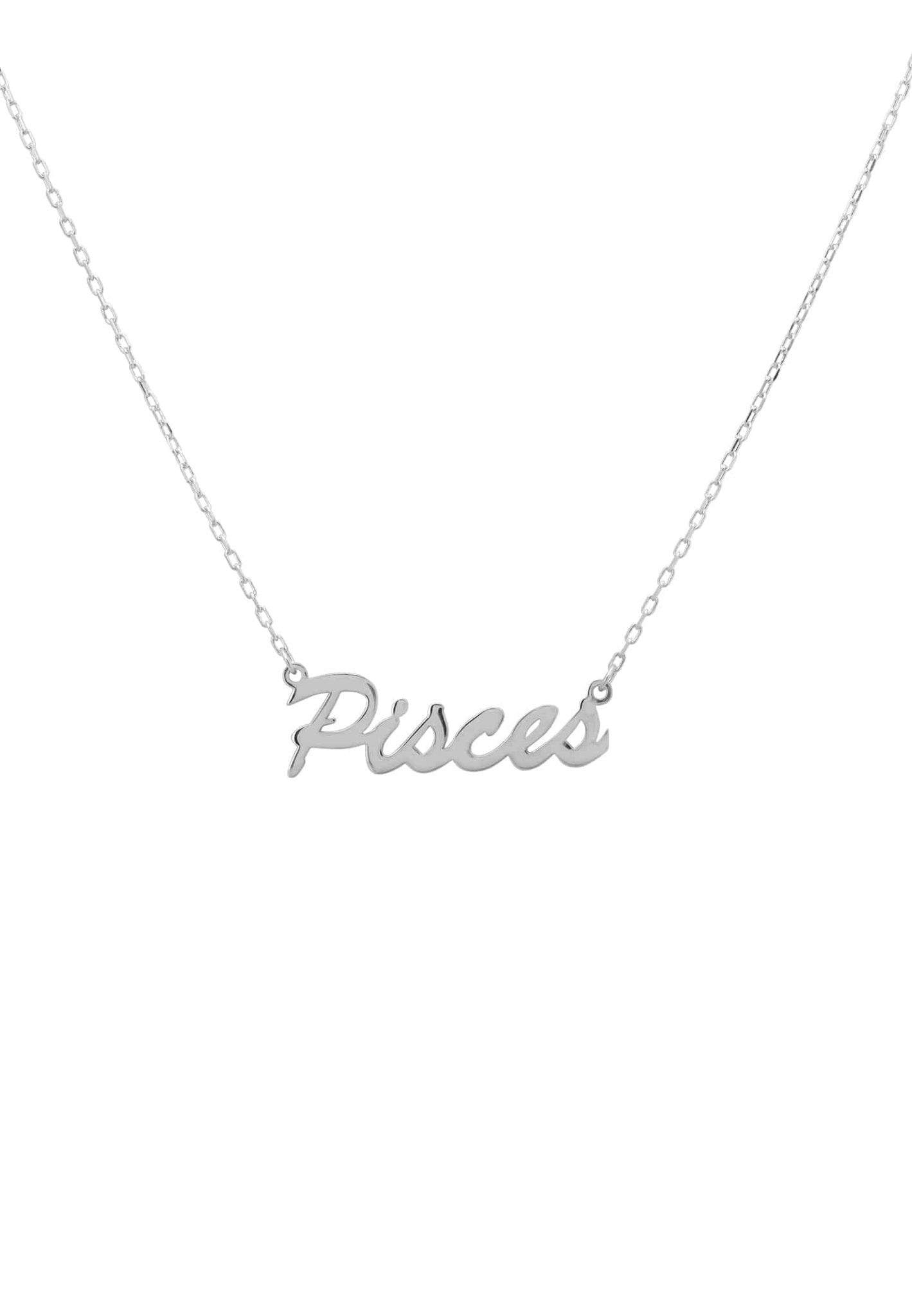Zodiac Star Sign Name Necklace Silver Pisces - LATELITA Necklaces