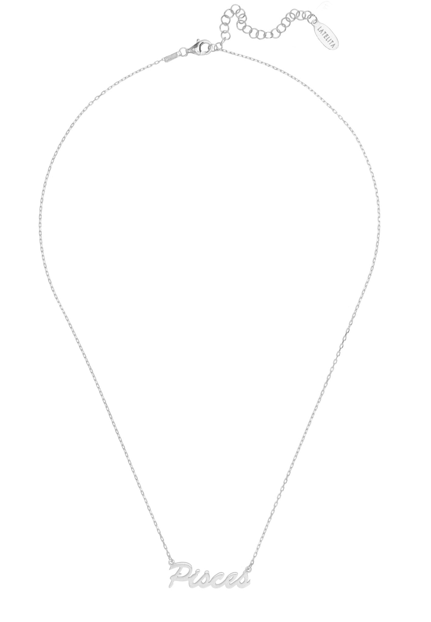 Zodiac Star Sign Name Necklace Silver Pisces - LATELITA Necklaces