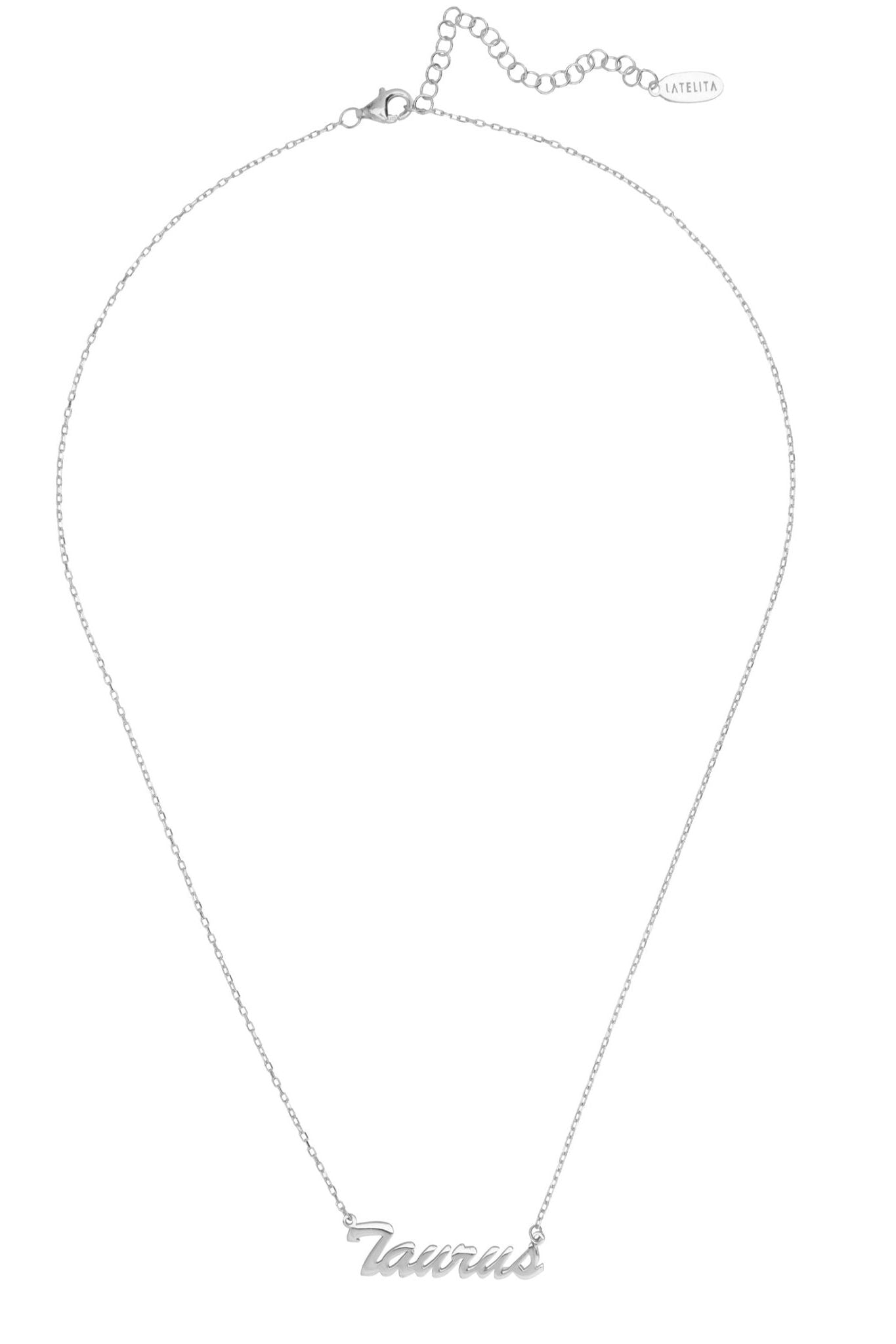 Zodiac Star Sign Name Necklace Silver Taurus - LATELITA Necklaces