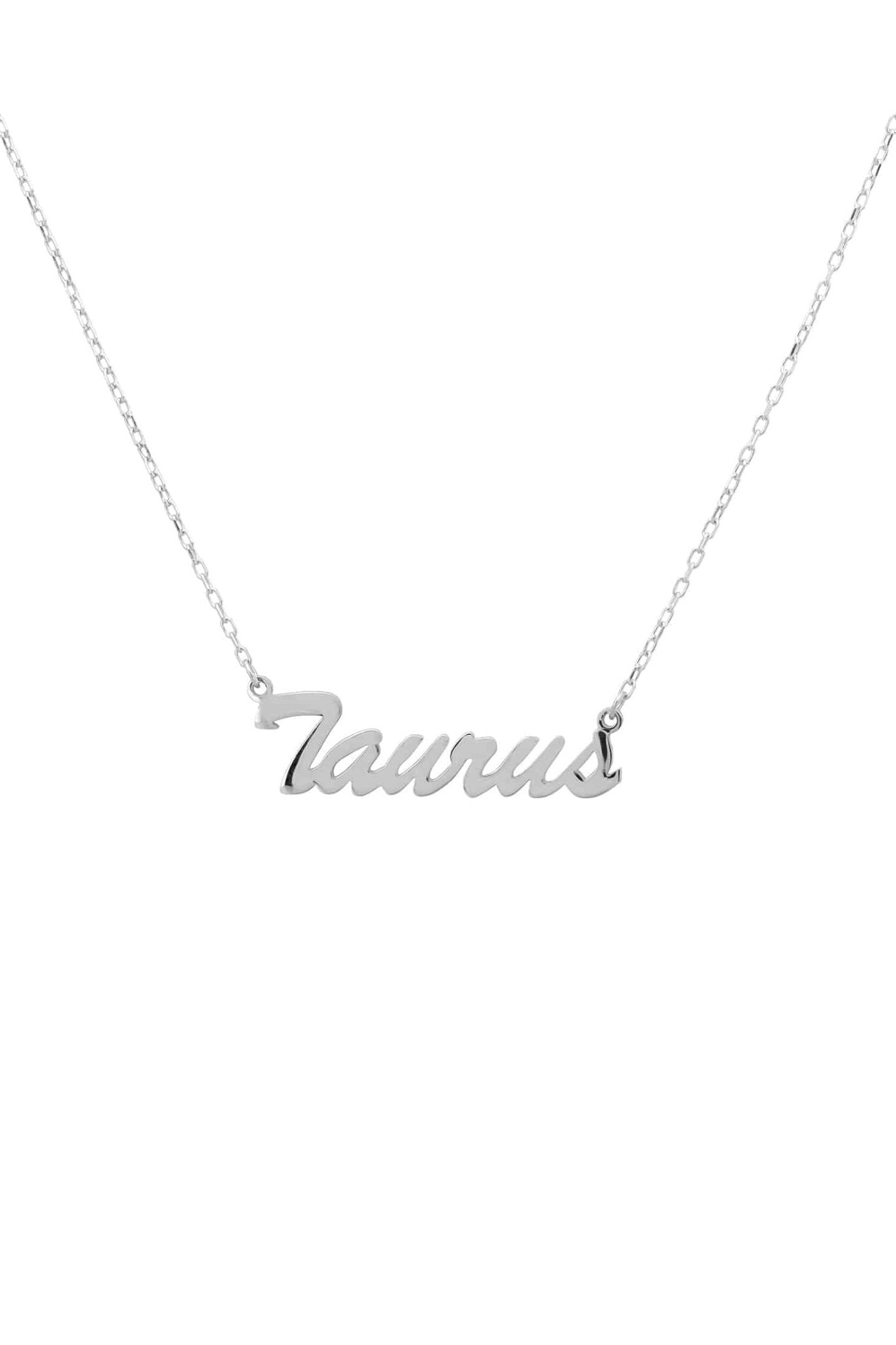 Zodiac Star Sign Name Necklace Silver Taurus - LATELITA Necklaces