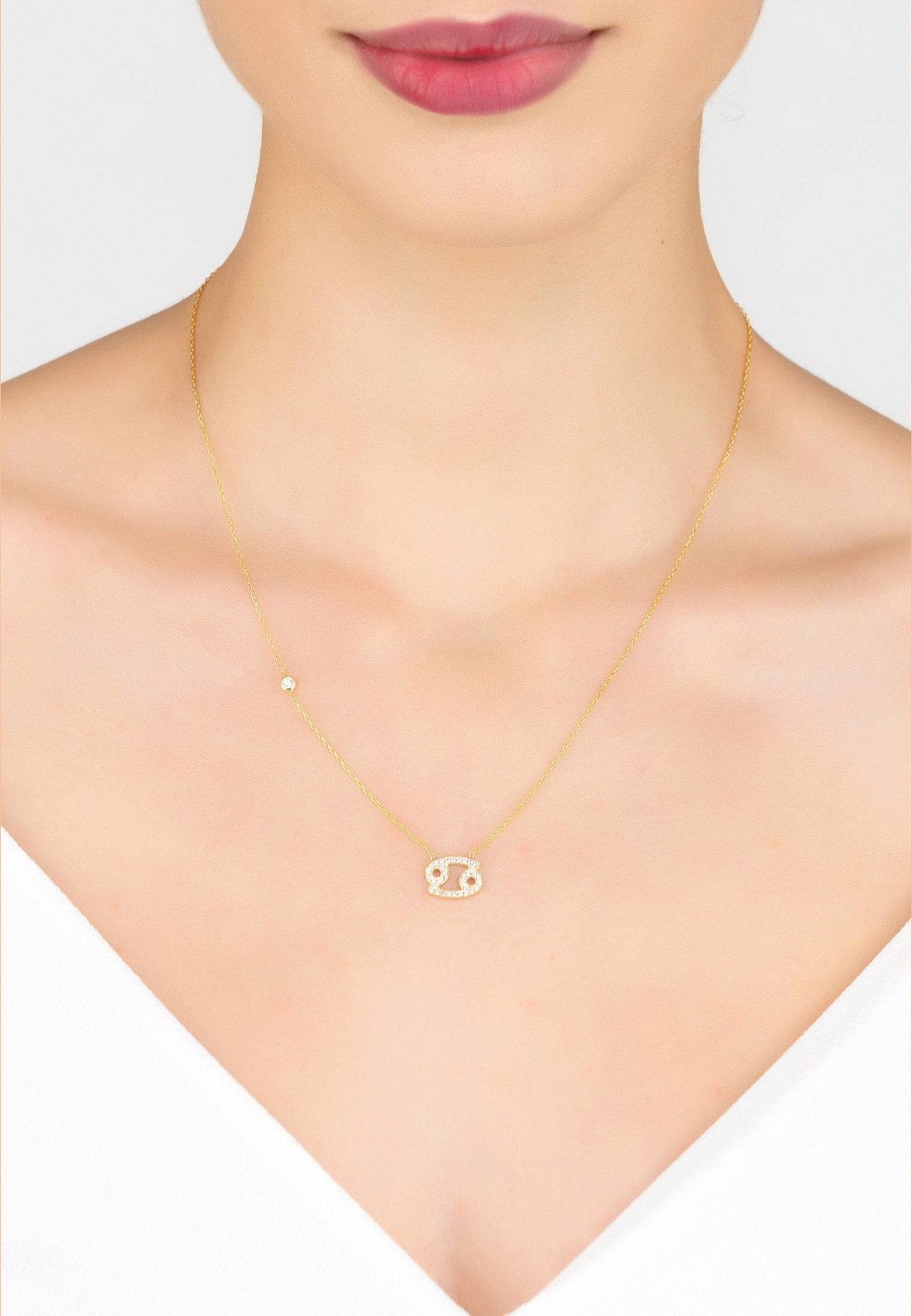 Zodiac Star Sign Pendant Necklace Gold Cancer - LATELITA Necklaces