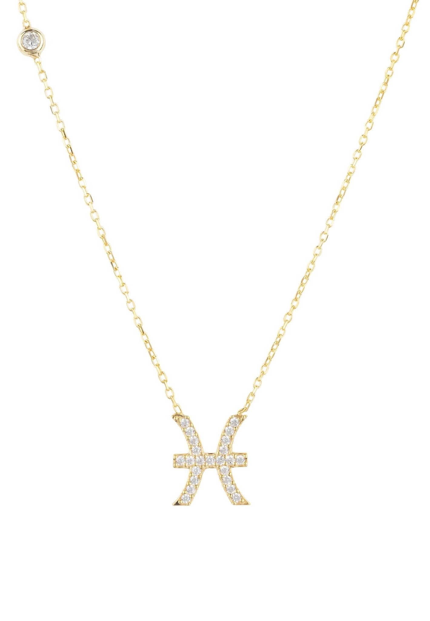 Zodiac Star Sign Pendant Necklace Gold Pisces - LATELITA Necklaces