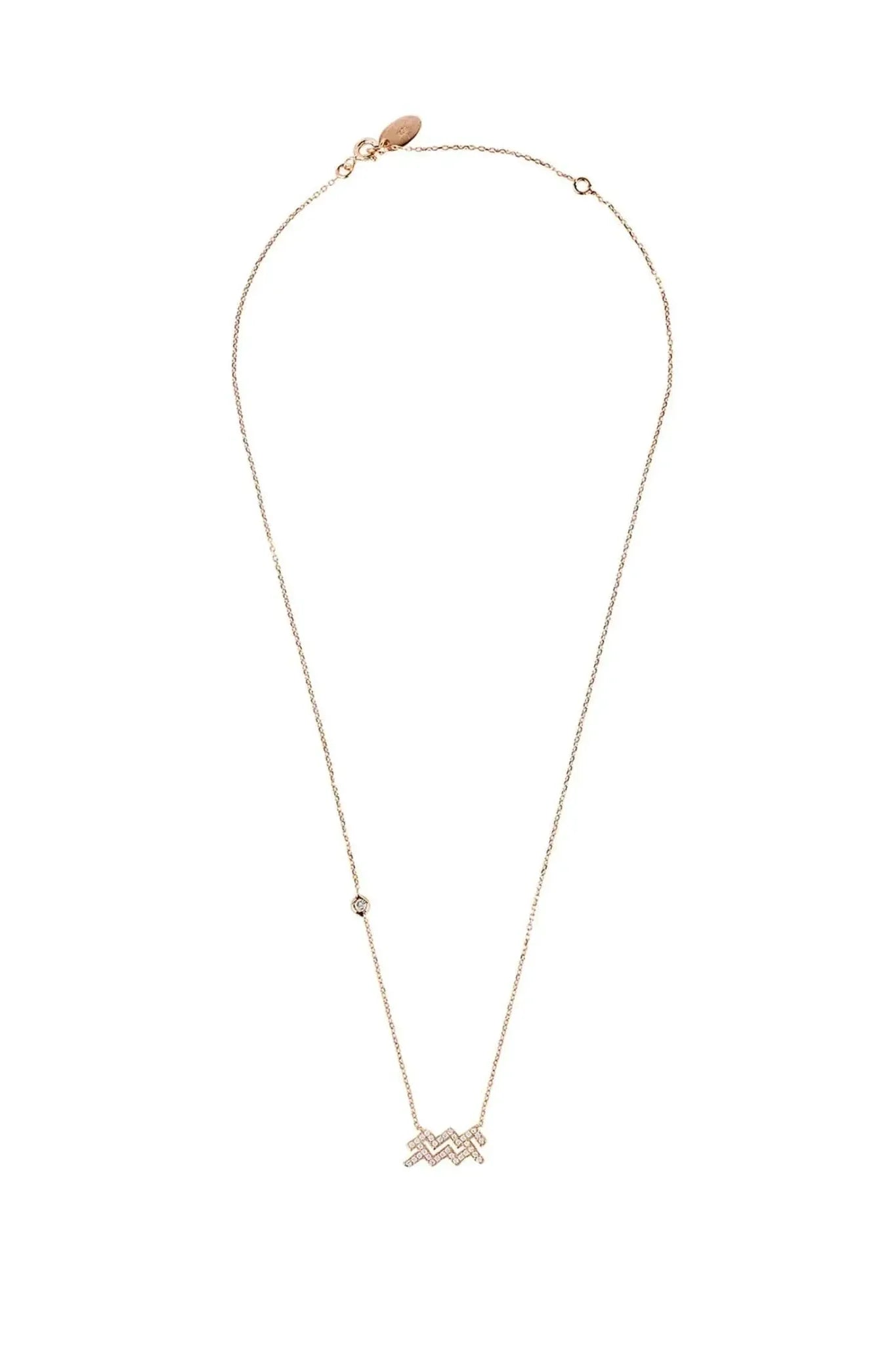 Zodiac Star Sign Pendant Necklace Rose Gold Aquarius - LATELITA Necklaces