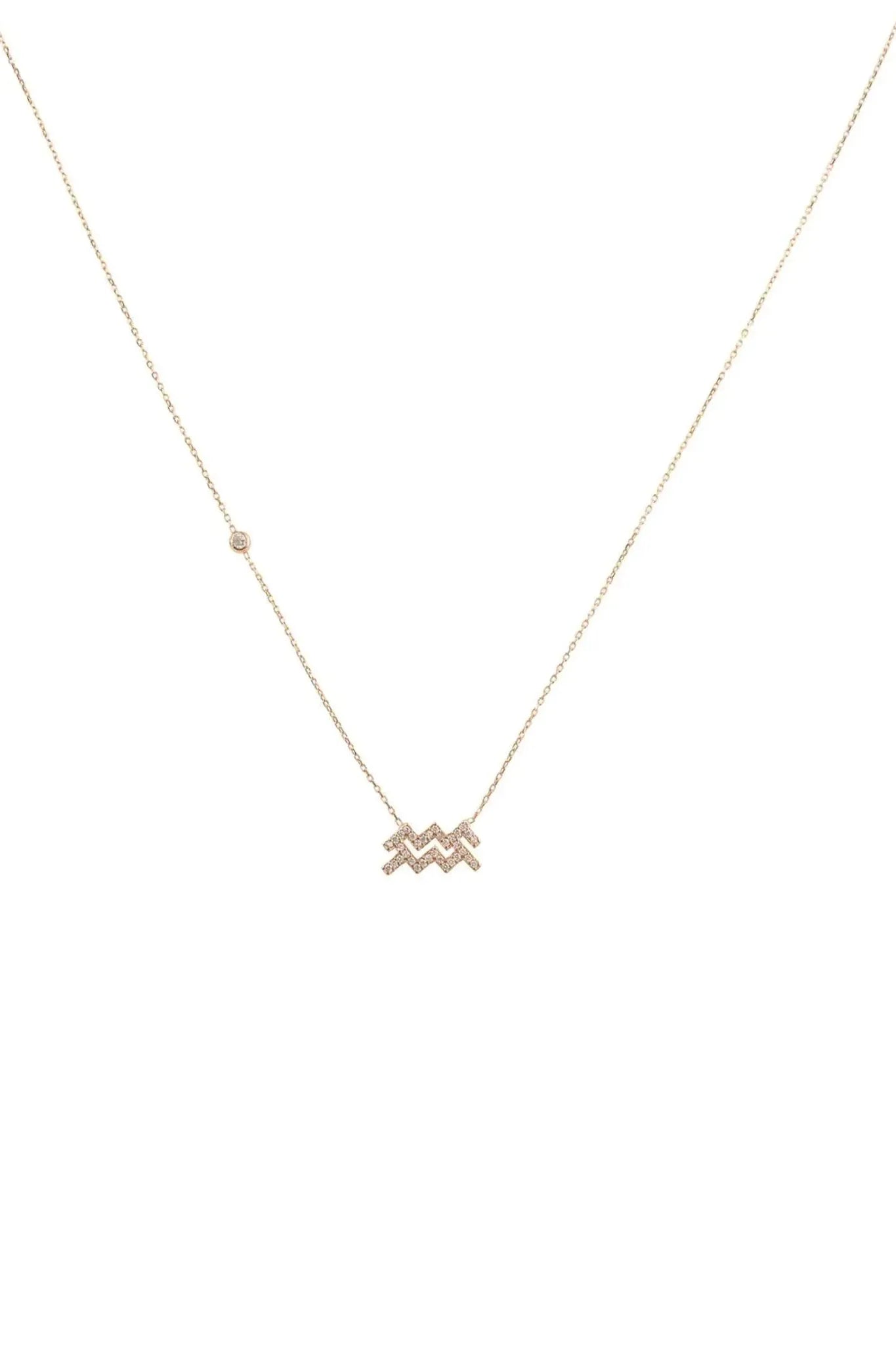 Zodiac Star Sign Pendant Necklace Rose Gold Aquarius - LATELITA Necklaces