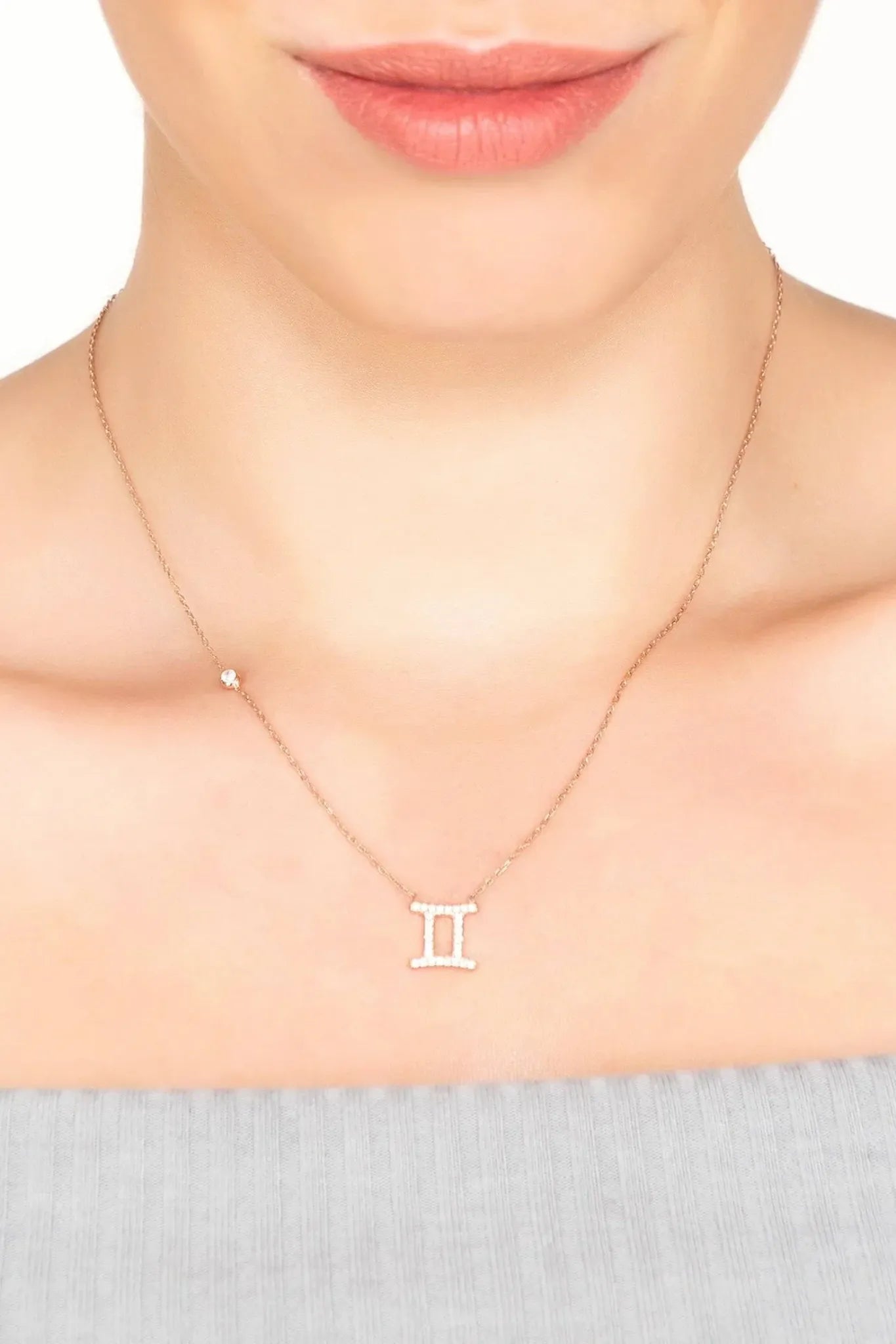 Zodiac Star Sign Pendant Necklace Rose Gold Gemini - LATELITA Necklaces