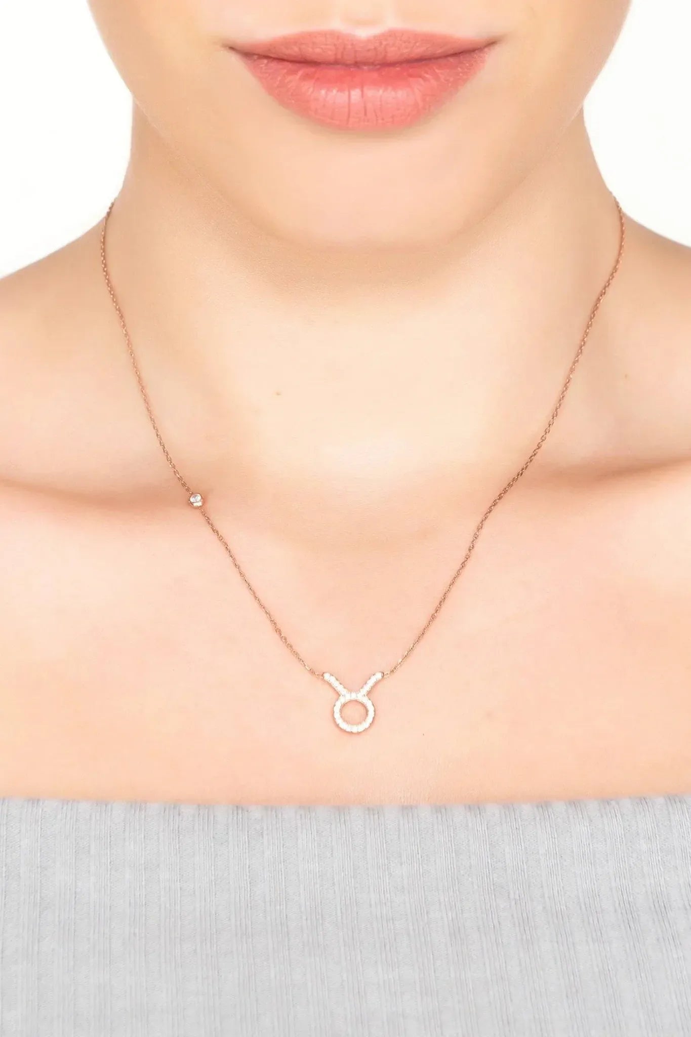 Zodiac Star Sign Pendant Necklace Rose Gold Taurus - LATELITA Necklaces
